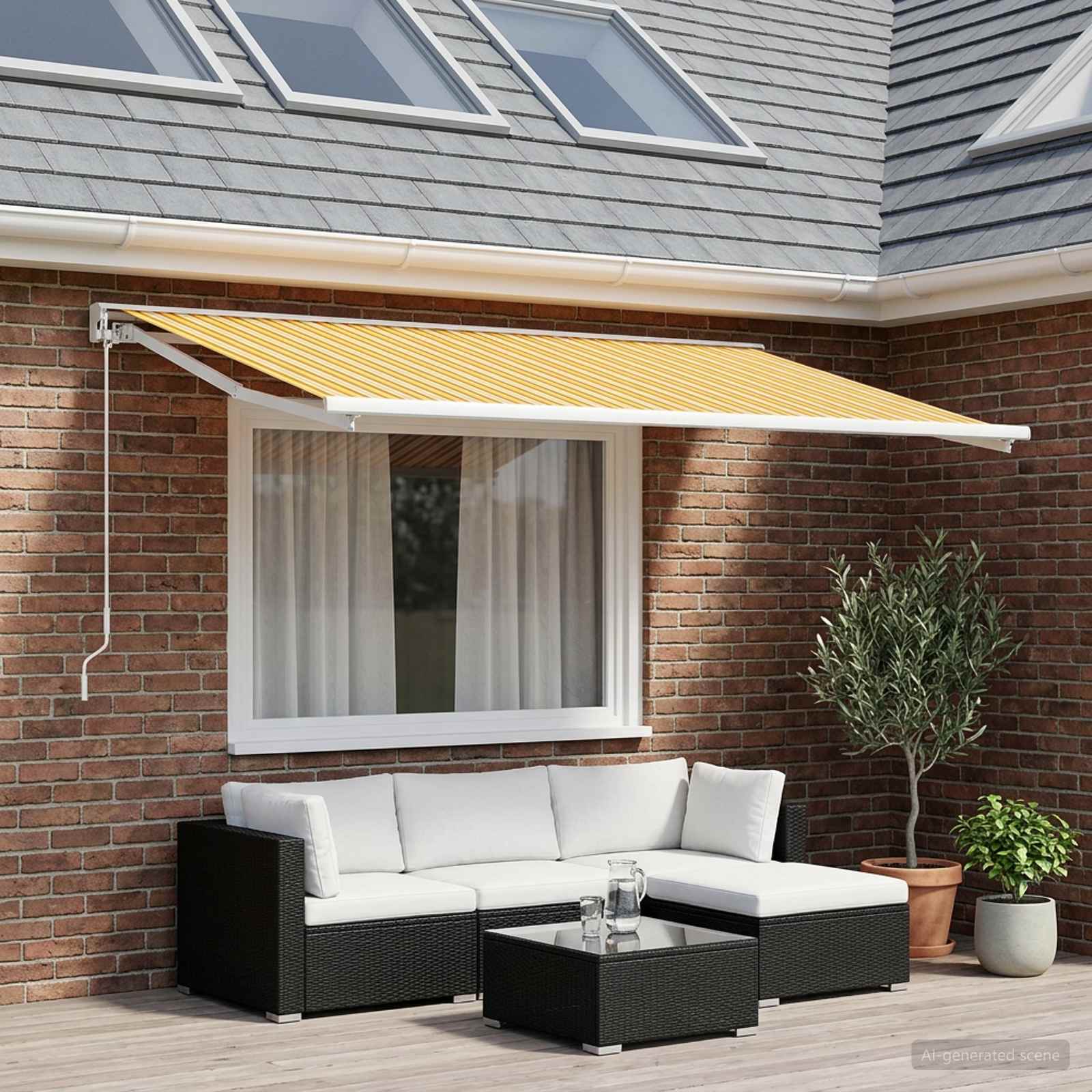 Markizės pakaitinis audinys Oranžinis ir Juodas 250 x 200 cm
