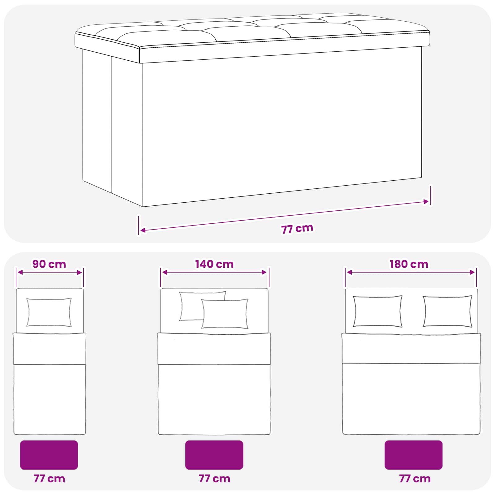Sulankstomas saugojimo suolas Balta 180 kg 80 L 77 x 38 x 38 cm