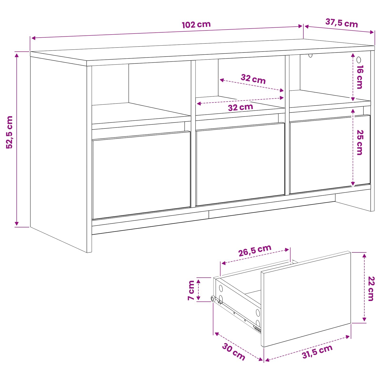 Televizoriaus spintelė 102 x 37,5 x 52,5 cm Juodojo ąžuolo