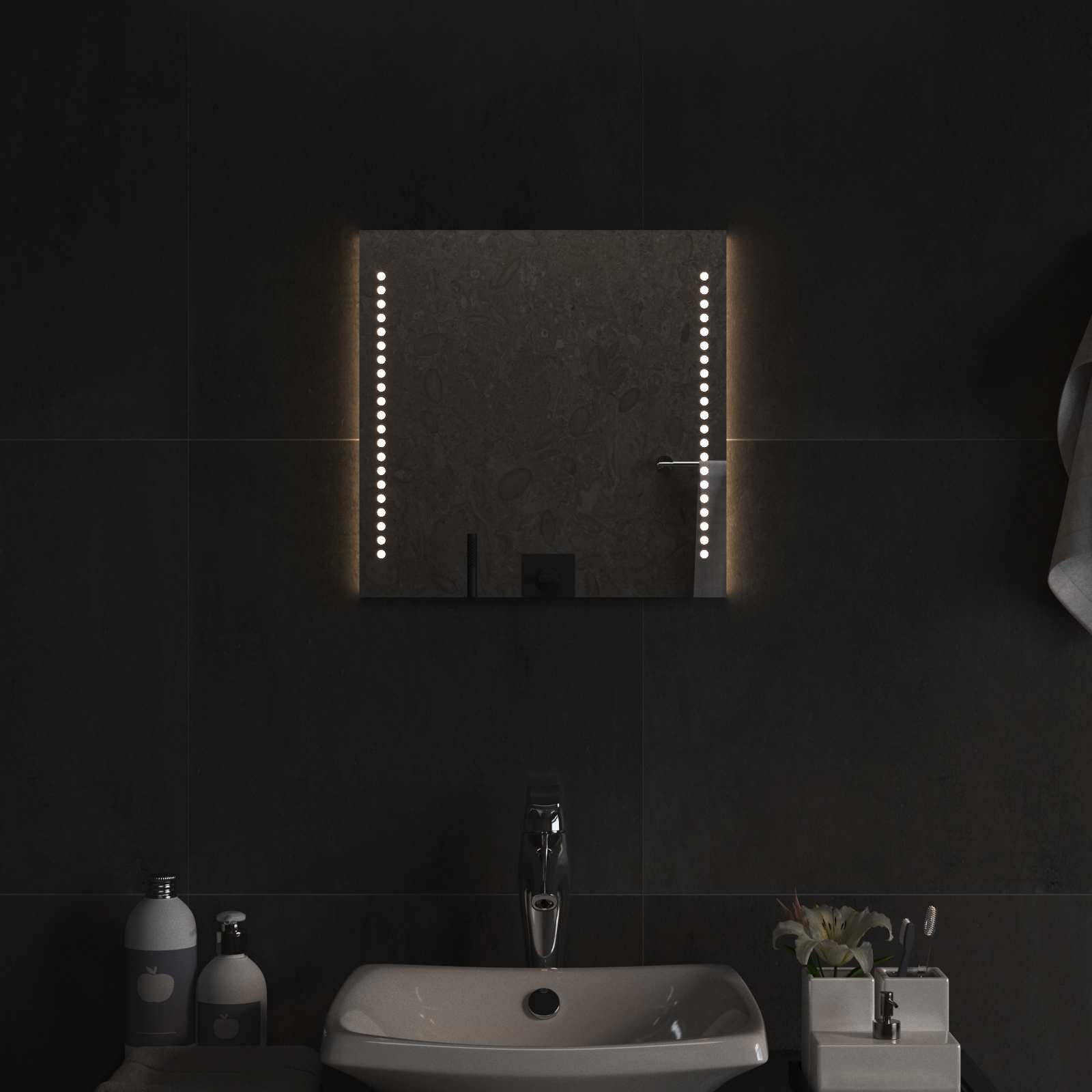 LED vonios veidrodis Skaidrus 40 x 40 cm grūdintas stiklas