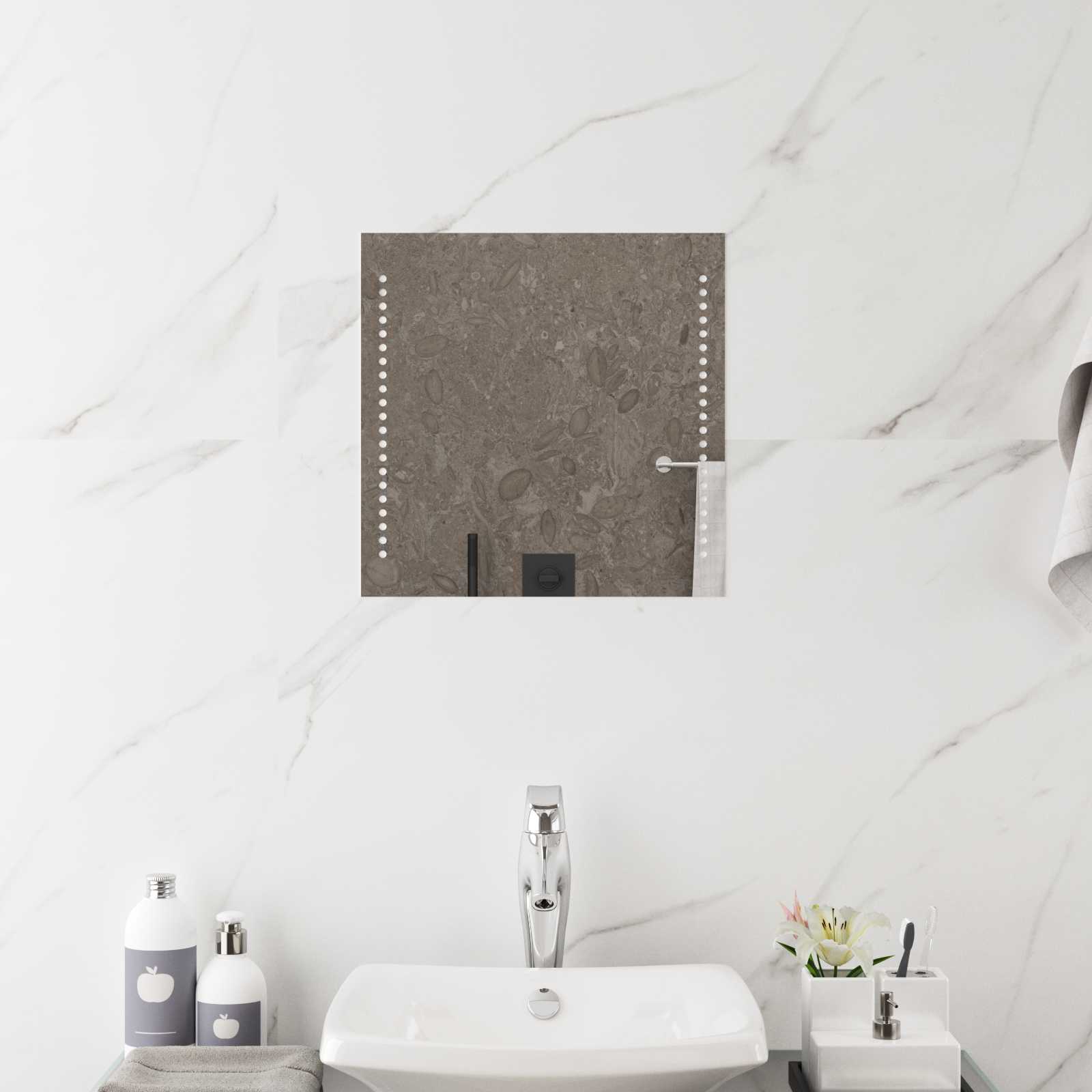 LED vonios veidrodis Skaidrus 40 x 40 cm grūdintas stiklas