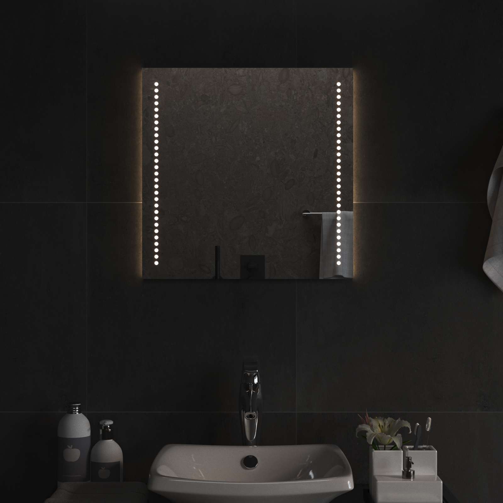 LED vonios veidrodis Skaidrus 50 x 50 cm grūdintas stiklas