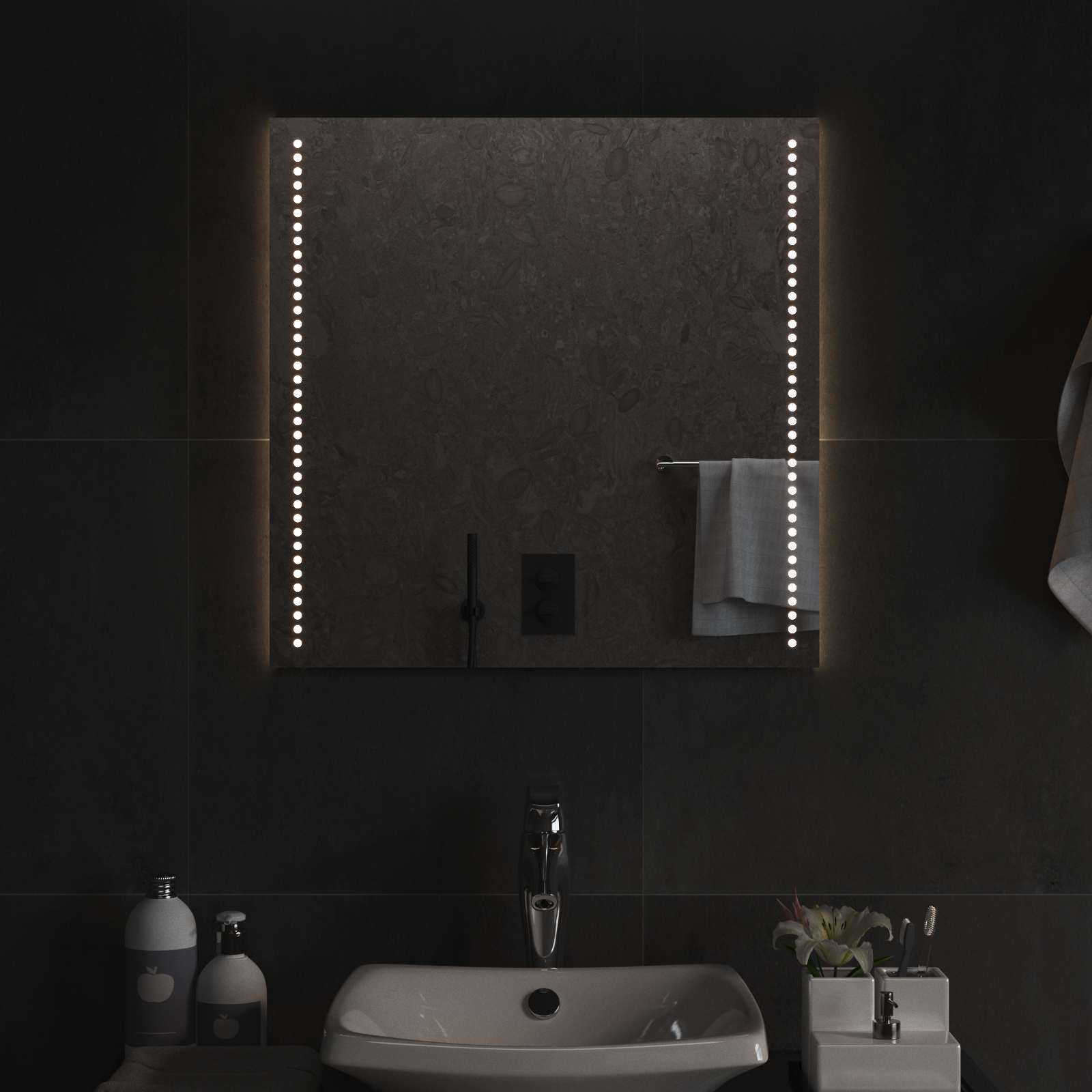 LED vonios veidrodis Skaidrus 60 x 60 cm grūdintas stiklas