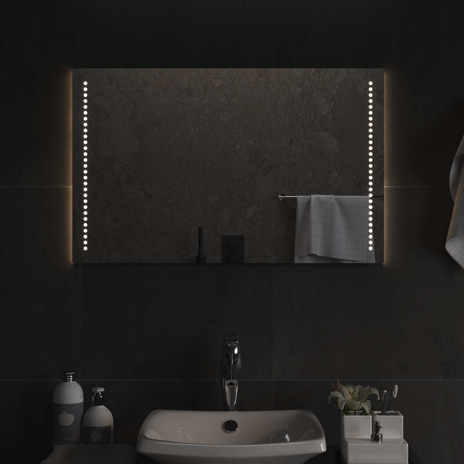 LED vonios veidrodis Skaidrus 80 x 50 cm grūdintas stiklas