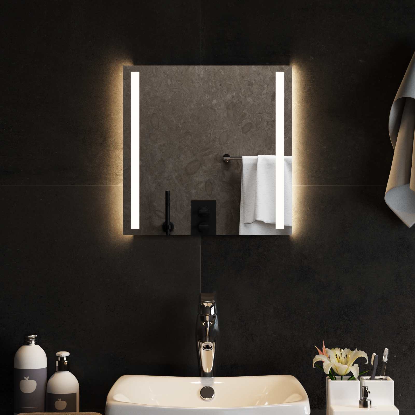 LED vonios veidrodis Skaidrus 40 x 40 cm grūdintas stiklas