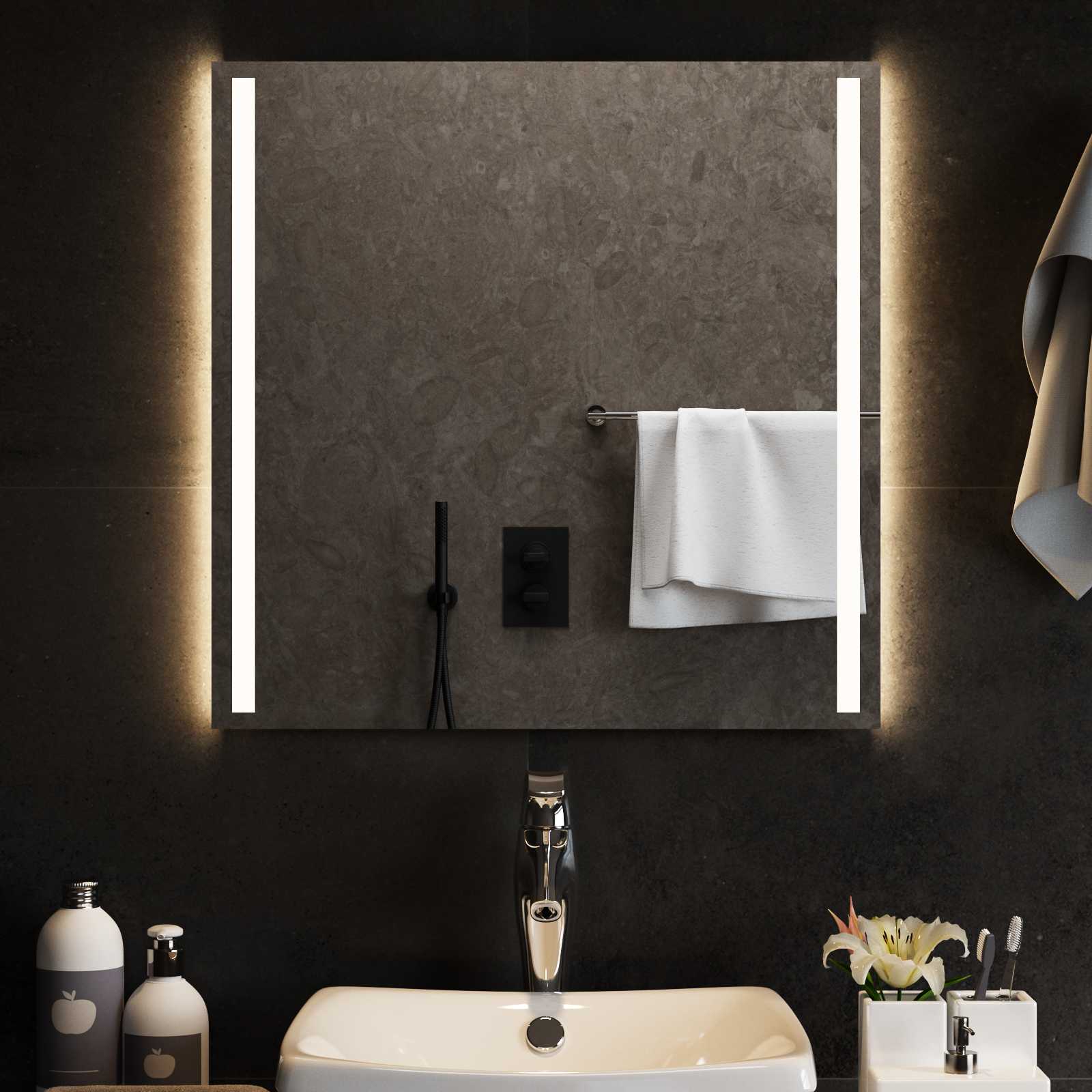 LED vonios veidrodis Skaidrus 60 x 60 cm grūdintas stiklas