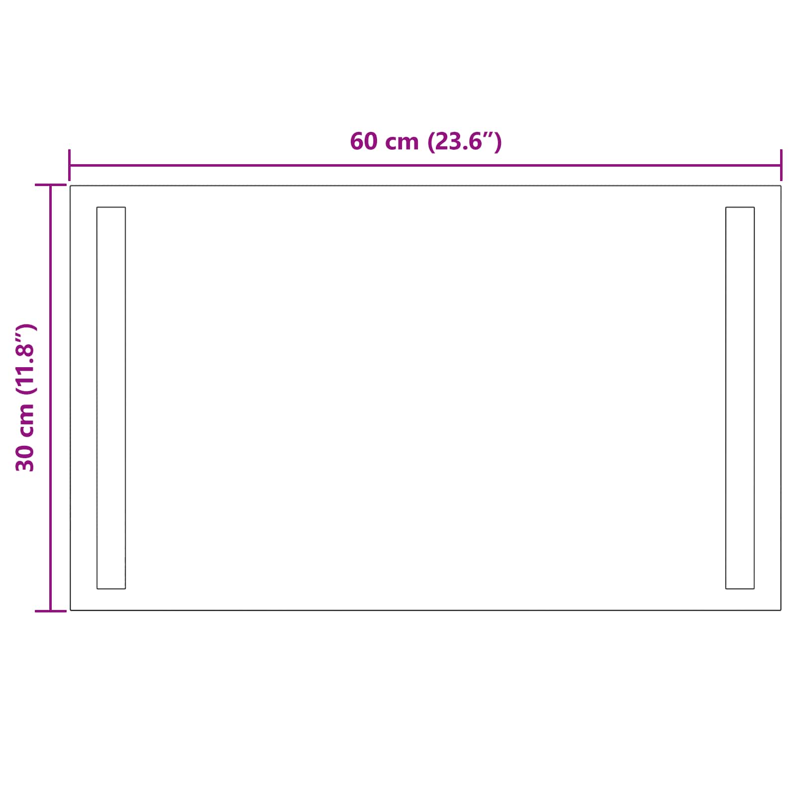 LED vonios veidrodis Skaidrus 60 x 30 cm grūdintas stiklas