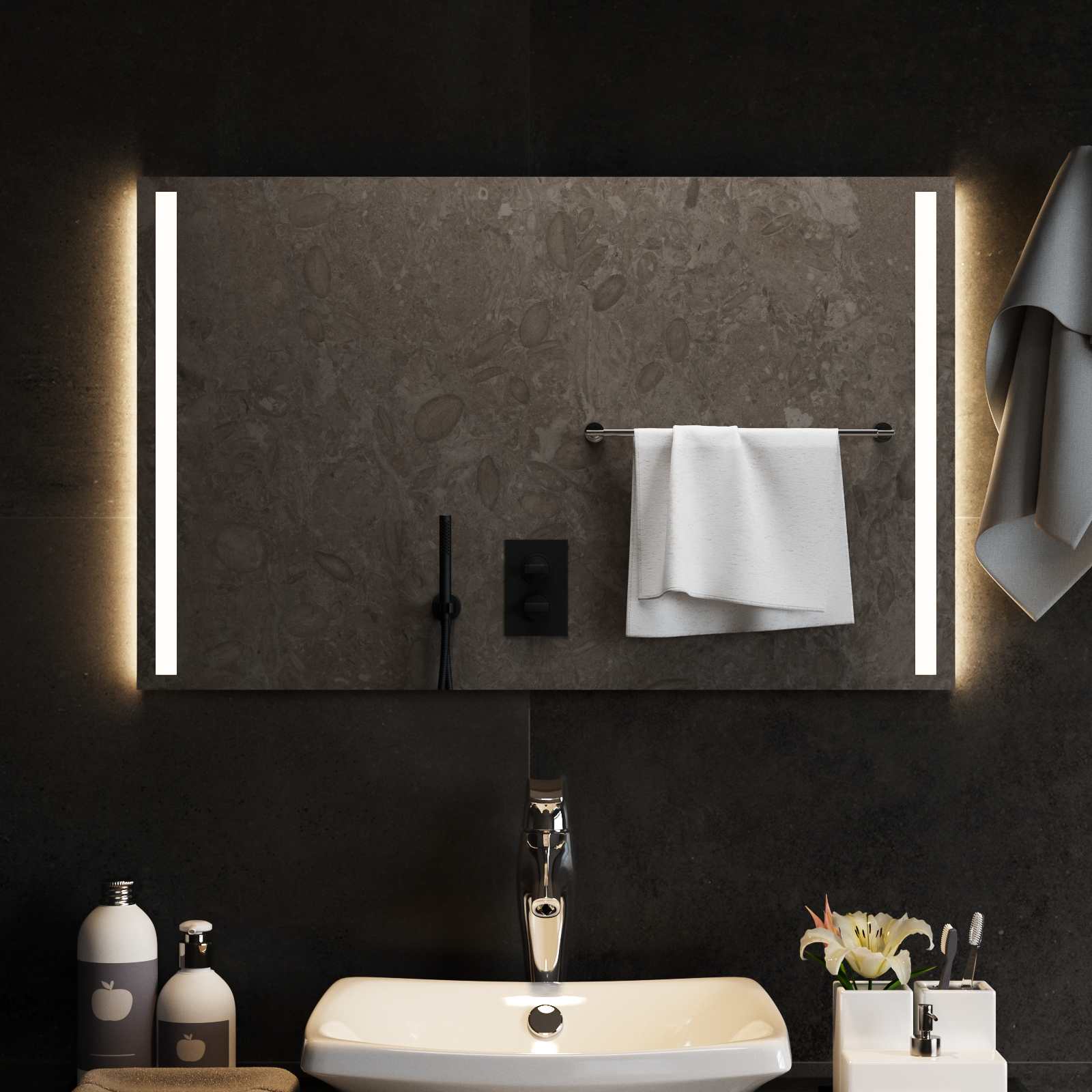 LED vonios veidrodis Skaidrus 80 x 50 cm grūdintas stiklas