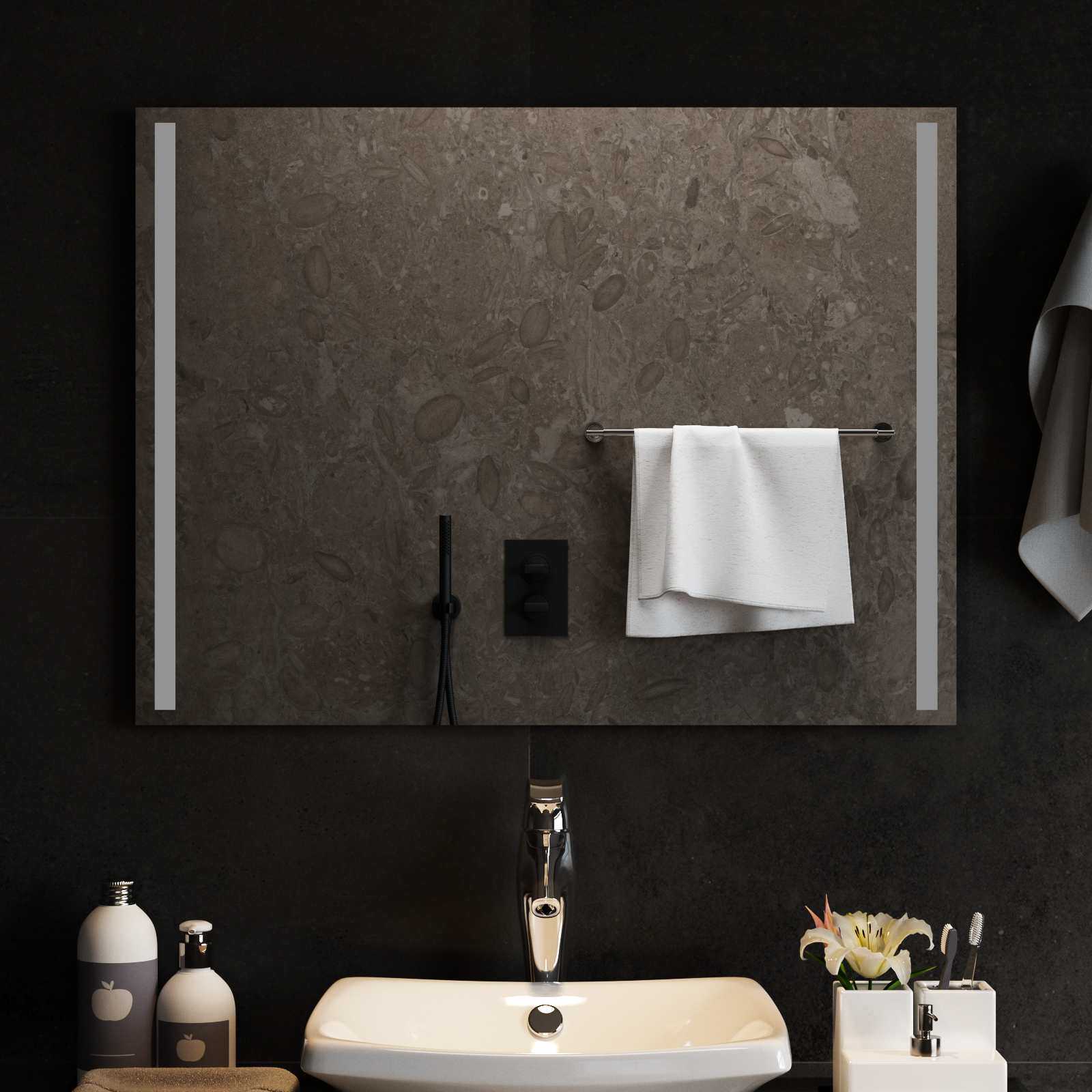 LED vonios veidrodis Skaidrus 80 x 60 cm grūdintas stiklas