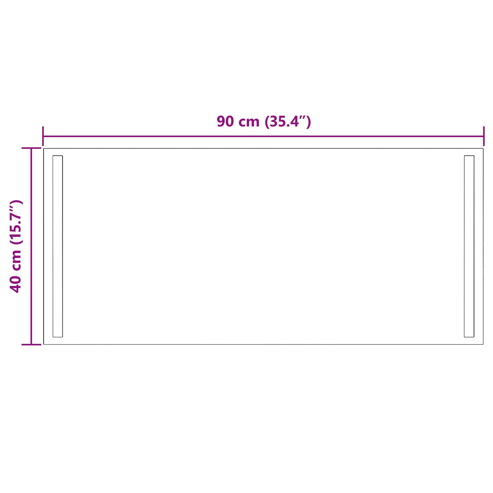 LED vonios veidrodis Skaidrus 90 x 40 cm grūdintas stiklas