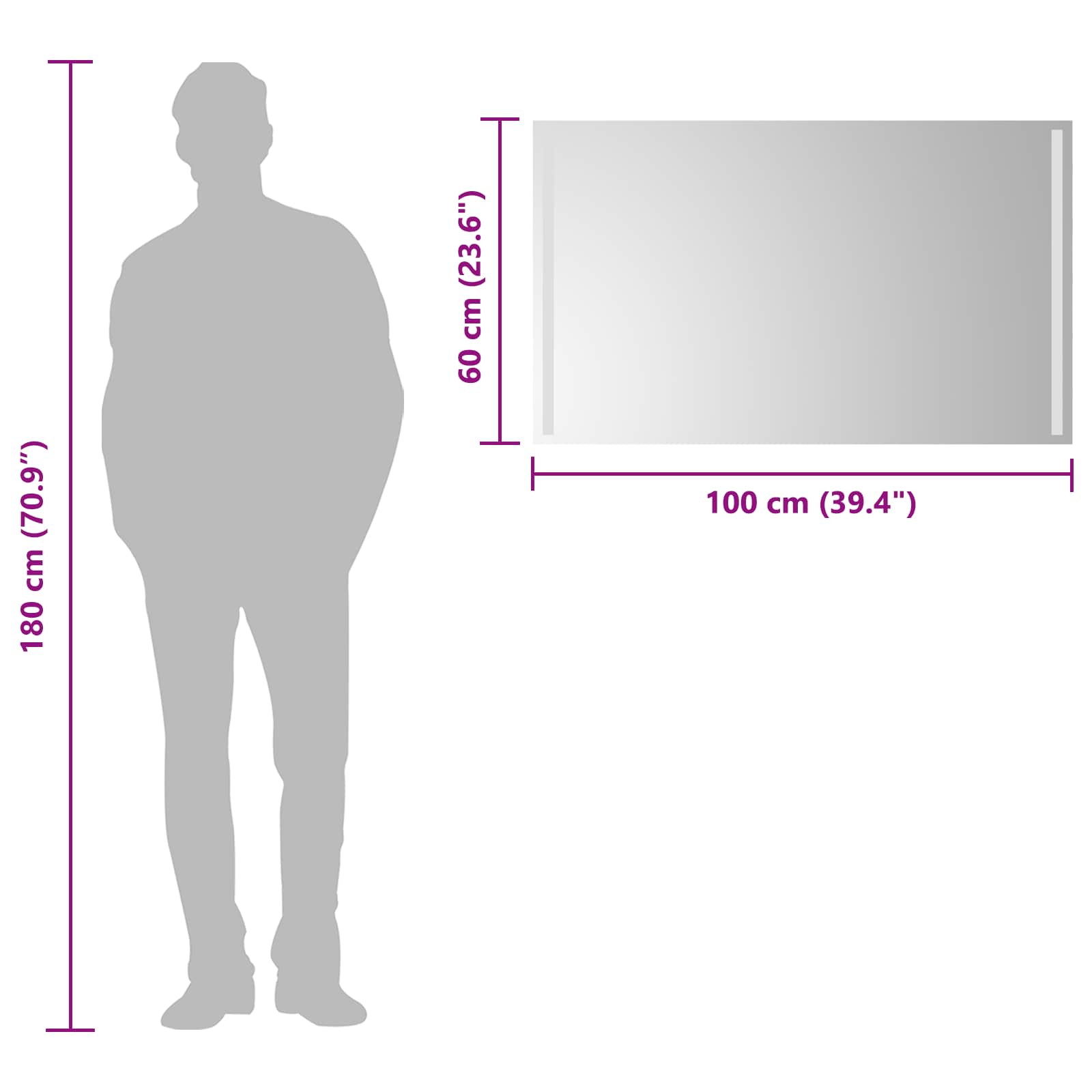 LED vonios veidrodis Skaidrus 100 x 60 cm grūdintas stiklas