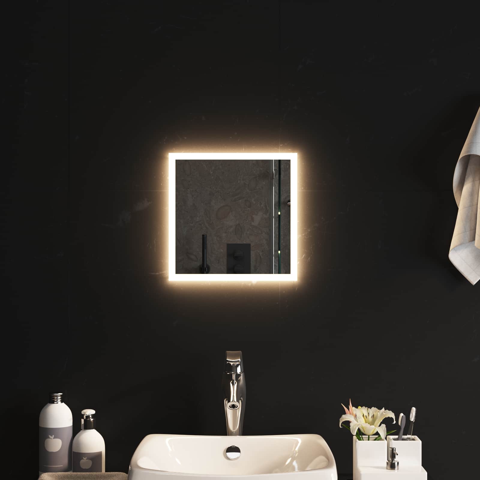 LED vonios veidrodis Skaidrus 30 x 30 cm grūdintas stiklas