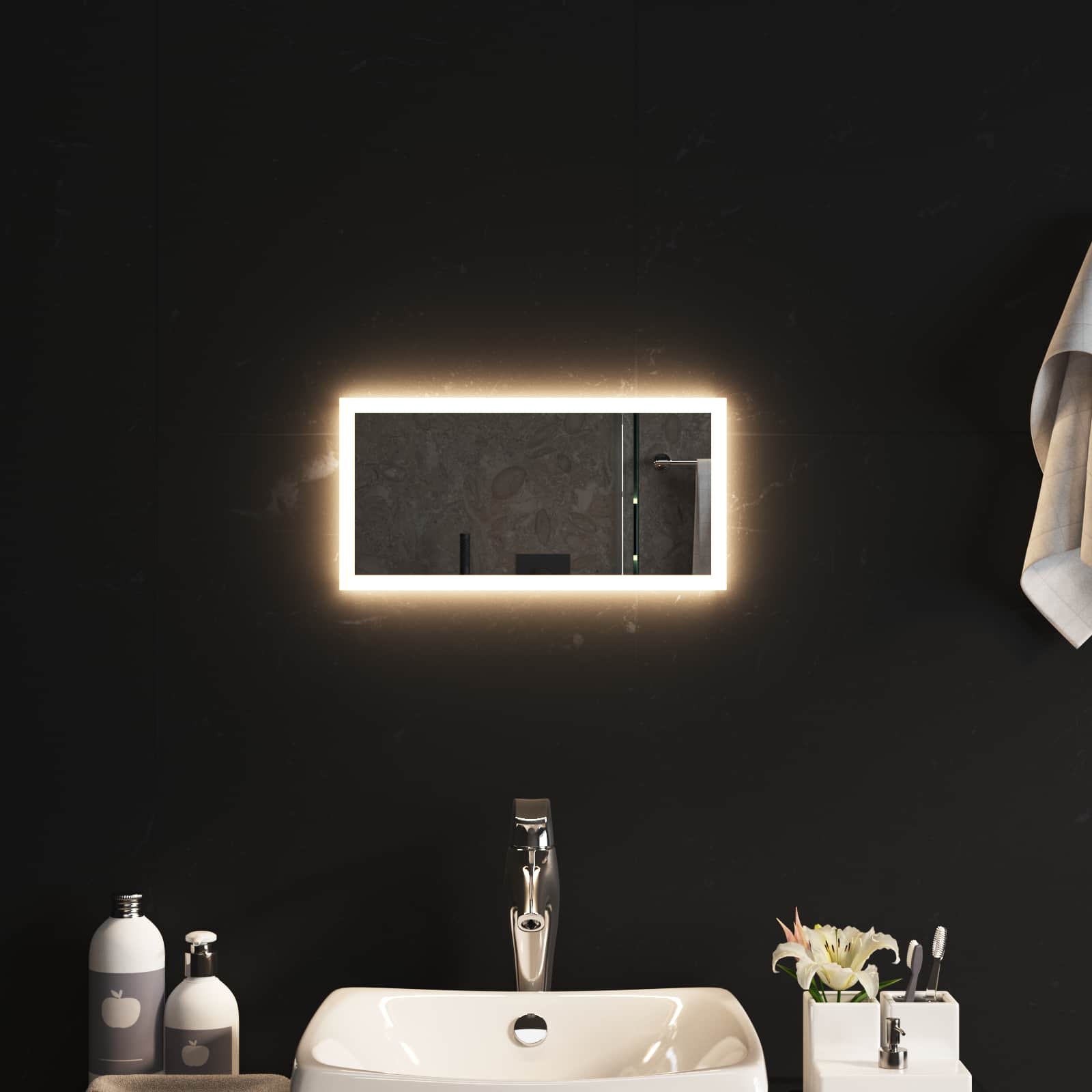 LED vonios veidrodis Skaidrus 40 x 20 cm grūdintas stiklas