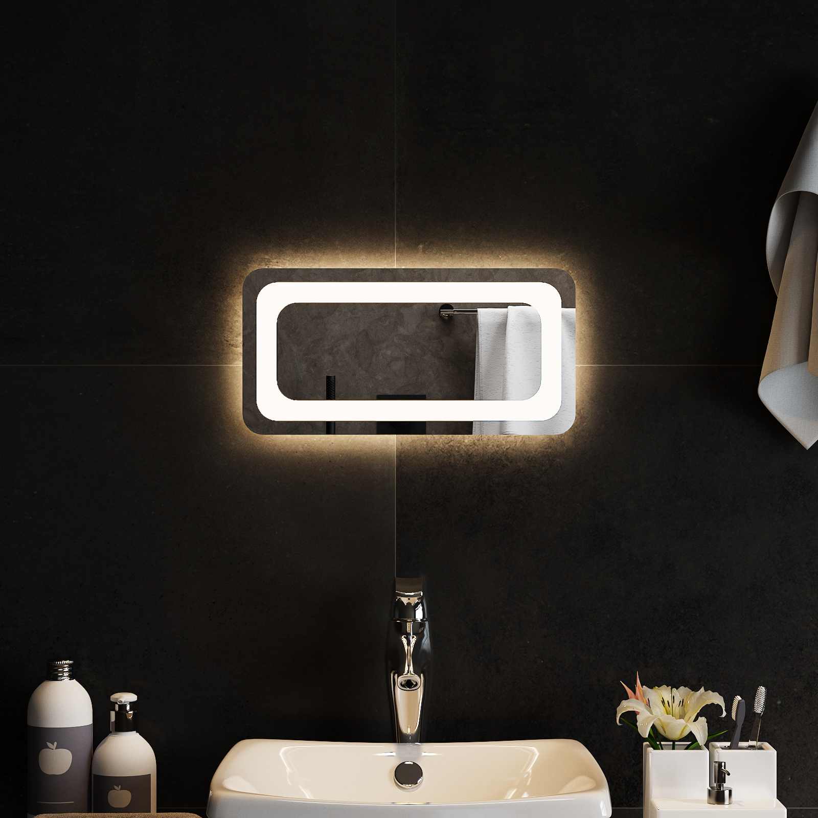 LED vonios veidrodis Skaidrus 40 x 20 cm grūdintas stiklas