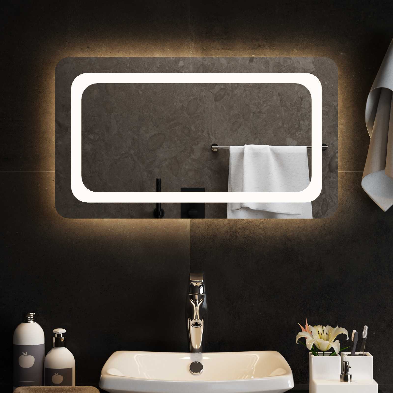 LED vonios veidrodis Skaidrus 70 x 40 cm grūdintas stiklas