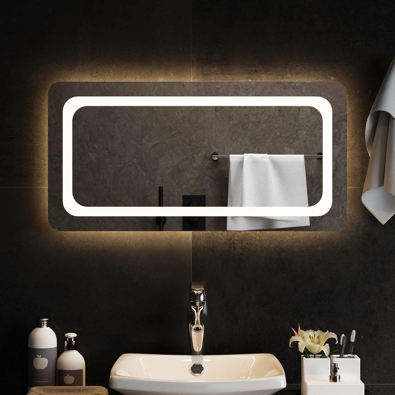 LED vonios veidrodis Skaidrus 80 x 40 cm grūdintas stiklas