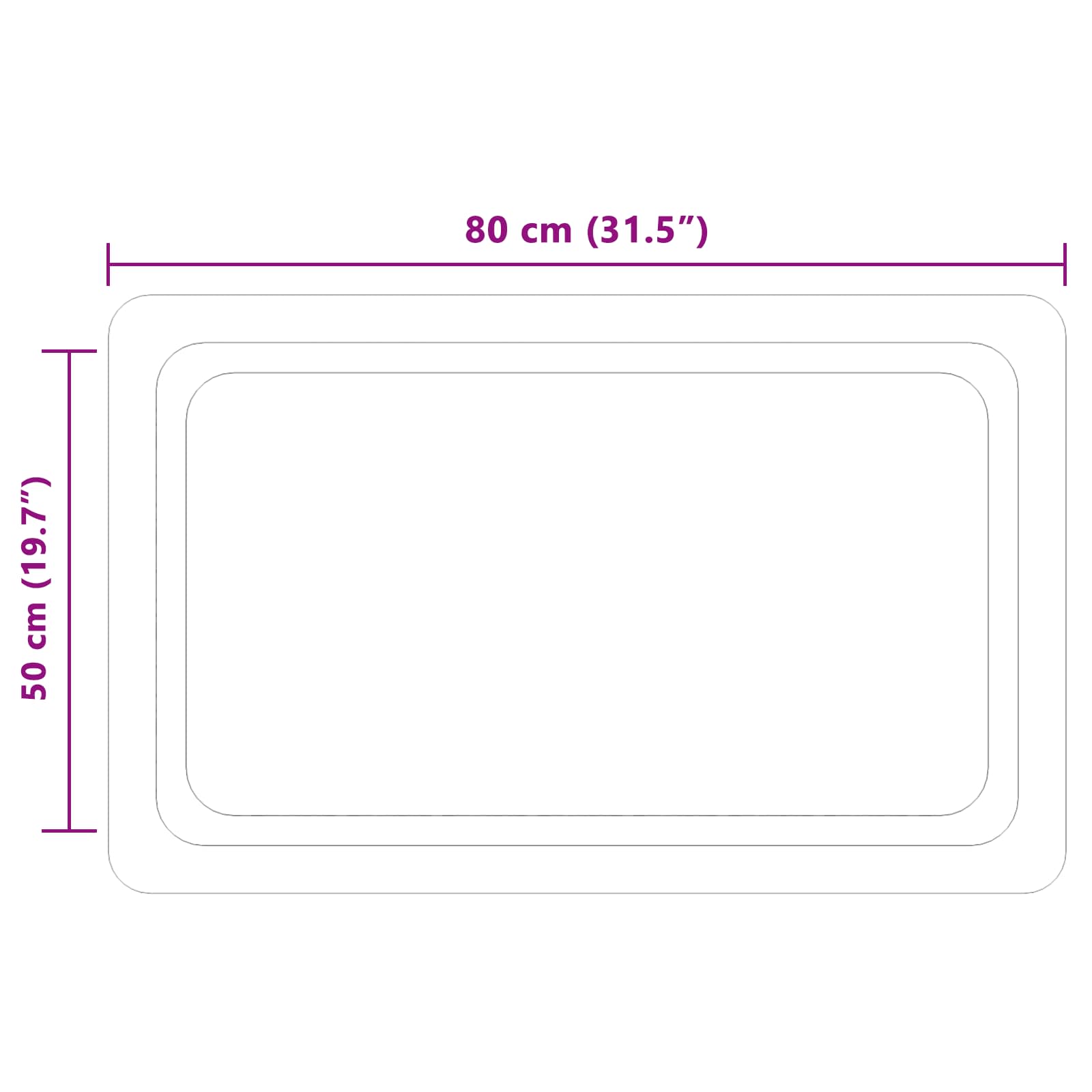 LED vonios veidrodis Skaidrus 80 x 50 cm grūdintas stiklas