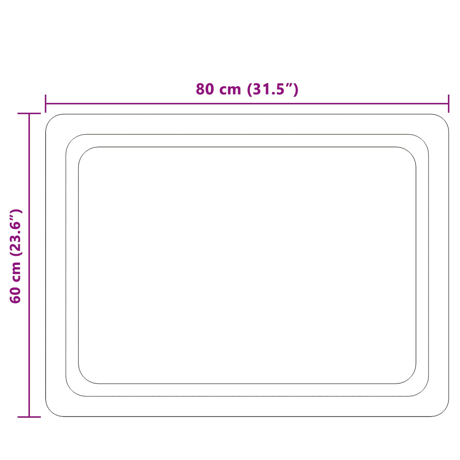LED vonios veidrodis Skaidrus 80 x 60 cm grūdintas stiklas