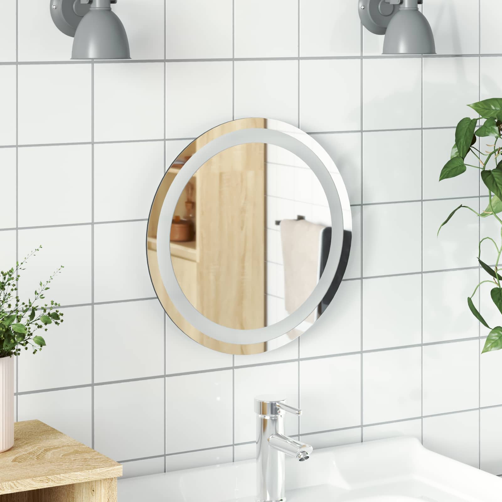 LED vonios veidrodis Skaidrus Ø 40 cm grūdintas stiklas