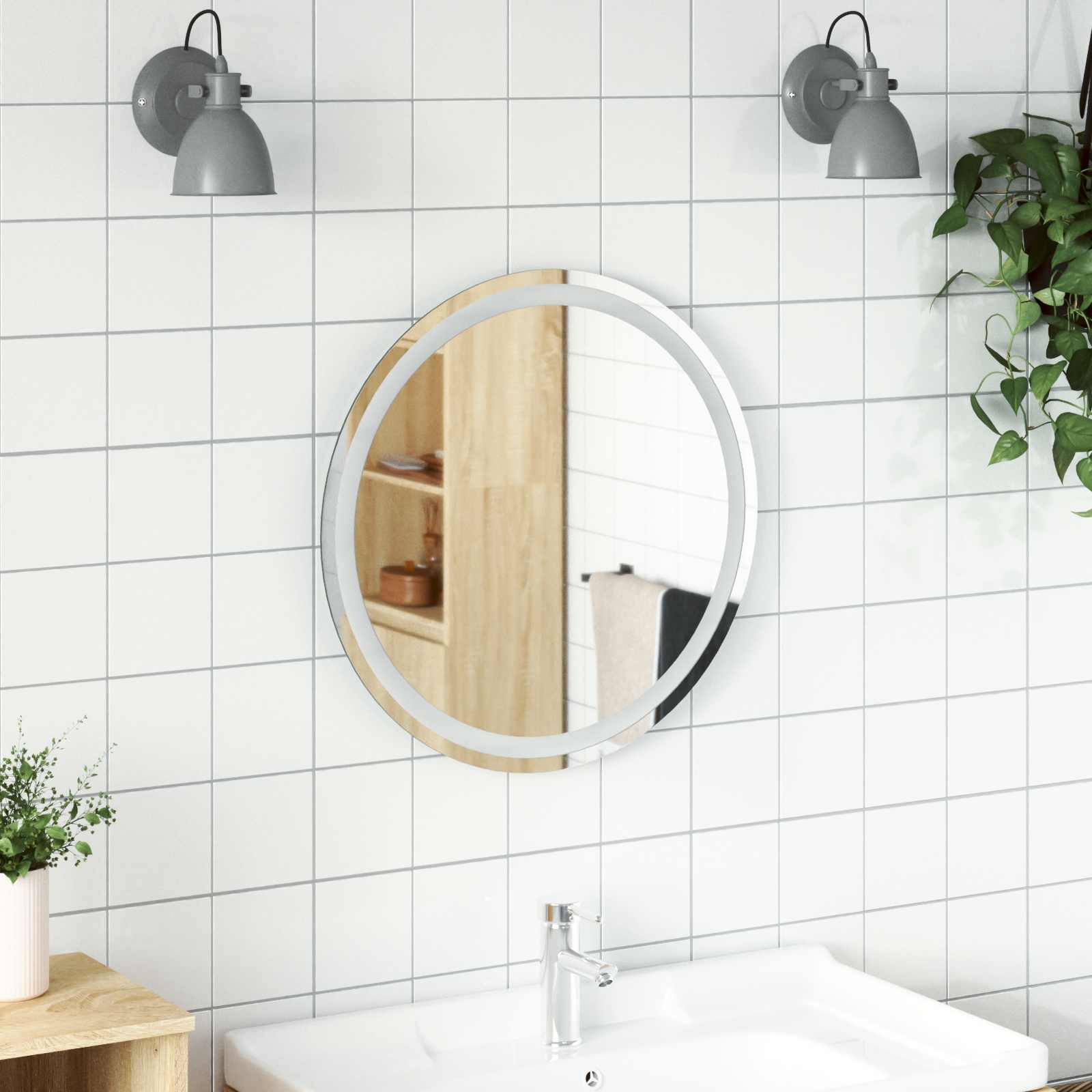 LED vonios veidrodis Skaidrus Ø 60 cm grūdintas stiklas