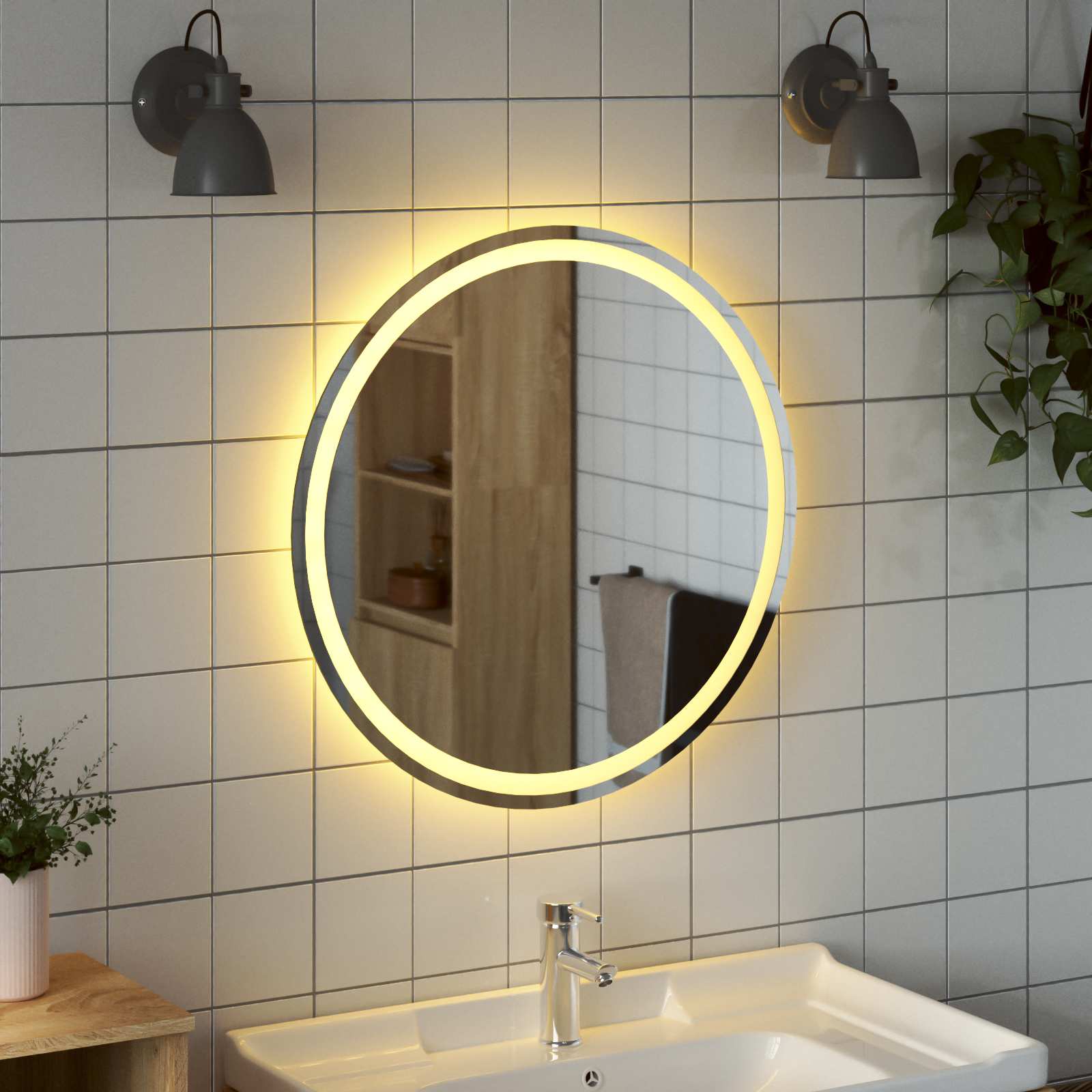 LED vonios veidrodis Skaidrus Ø 70 cm grūdintas stiklas