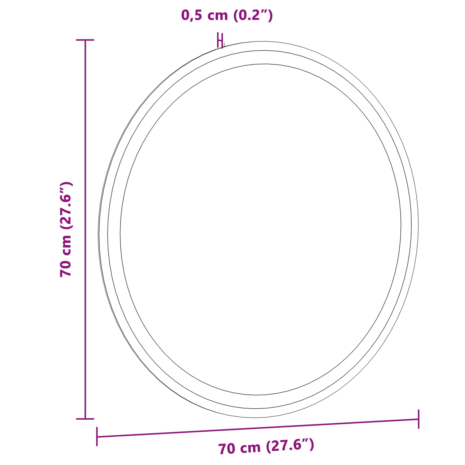 LED vonios veidrodis Skaidrus Ø 70 cm grūdintas stiklas