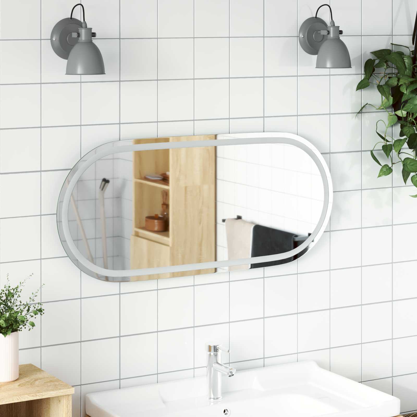 LED vonios veidrodis Skaidrus 100 x 45 cm grūdintas stiklas