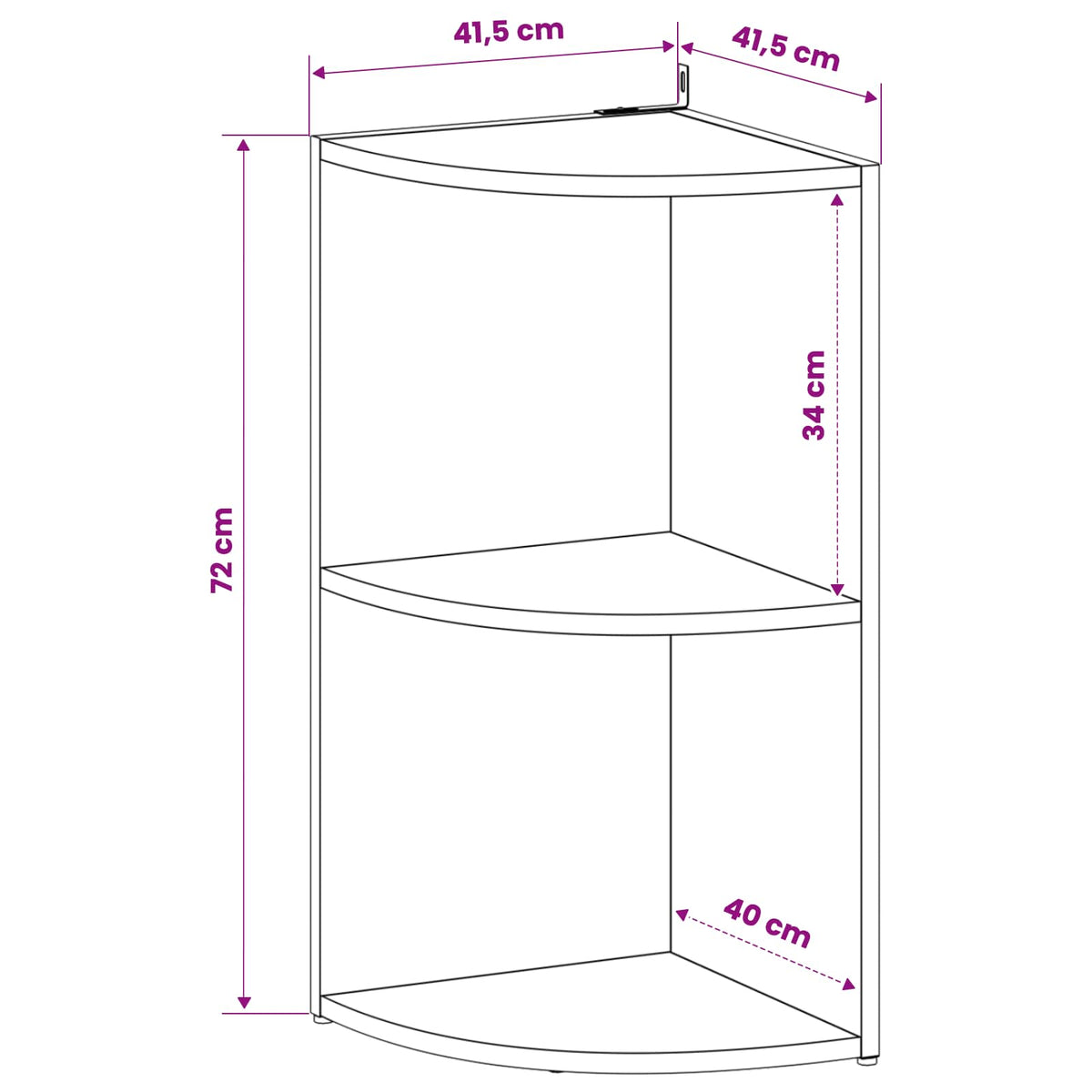 Kampinė lentyna 2 aukštų 41,5 x 41,5 x 72 cm Inžinerinė mediena