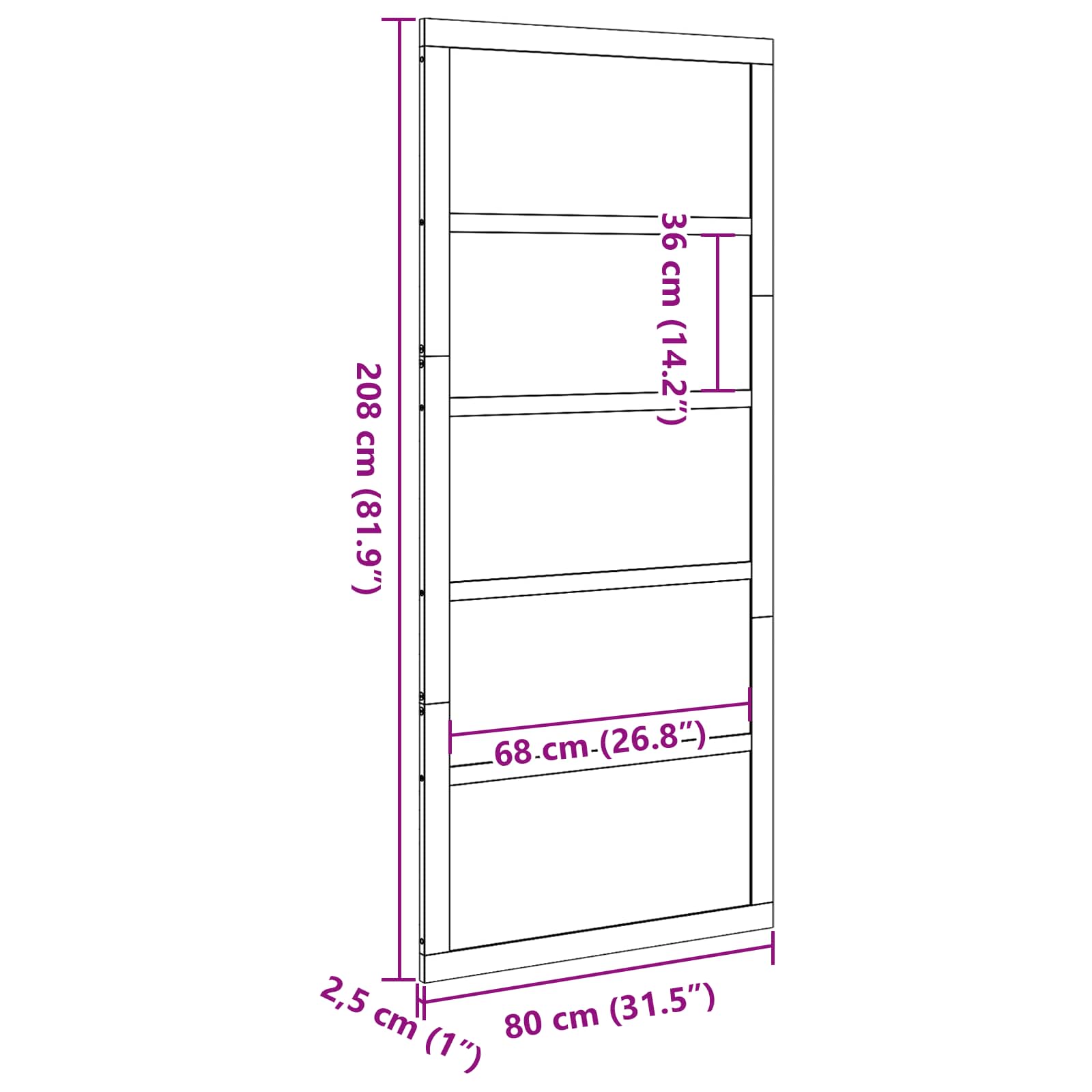 Tvarto durys Balta 80 x 2,5 x 208 cm Pušies medienos masyvas