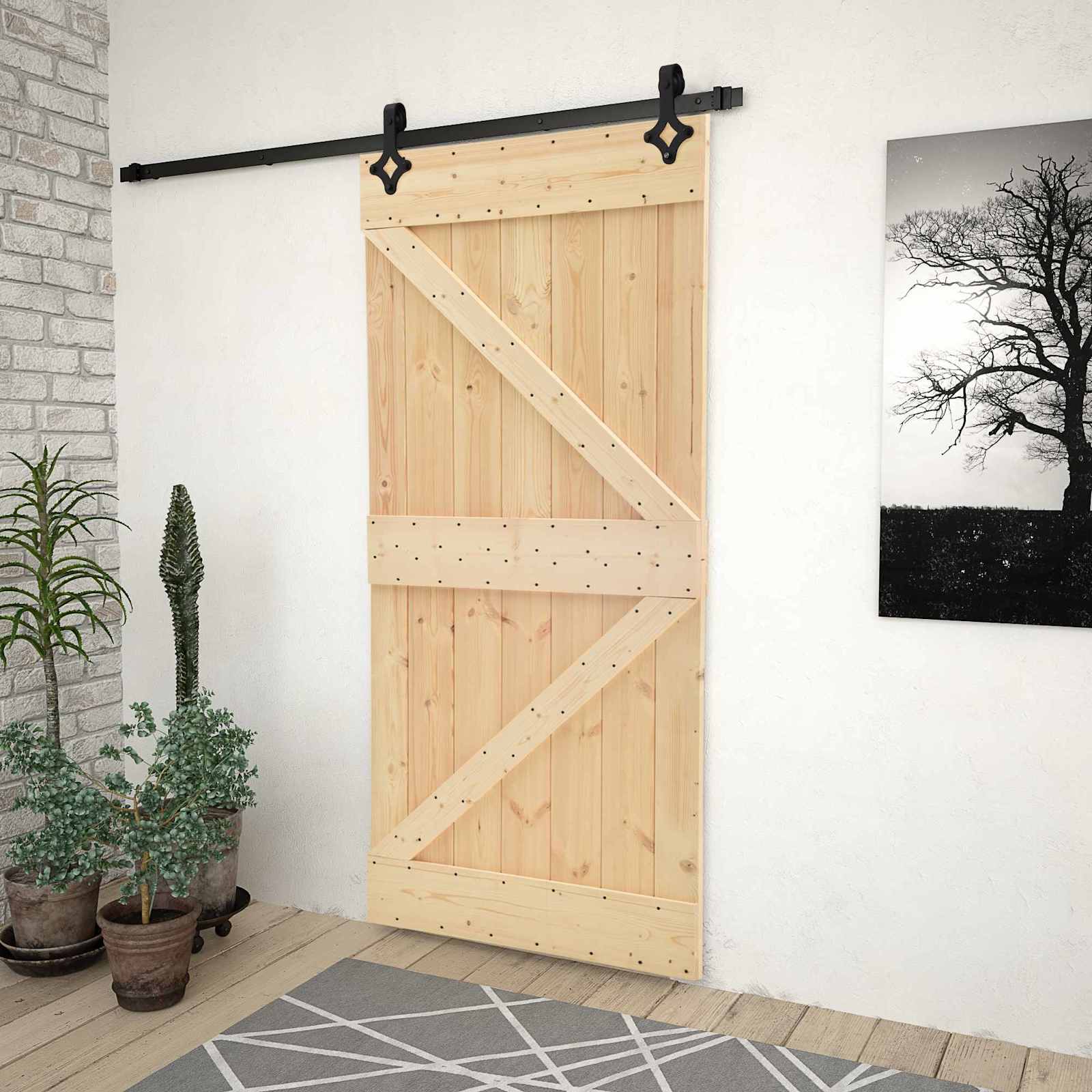 Slankios durys Natūrali ir juoda 80 x 210 cm