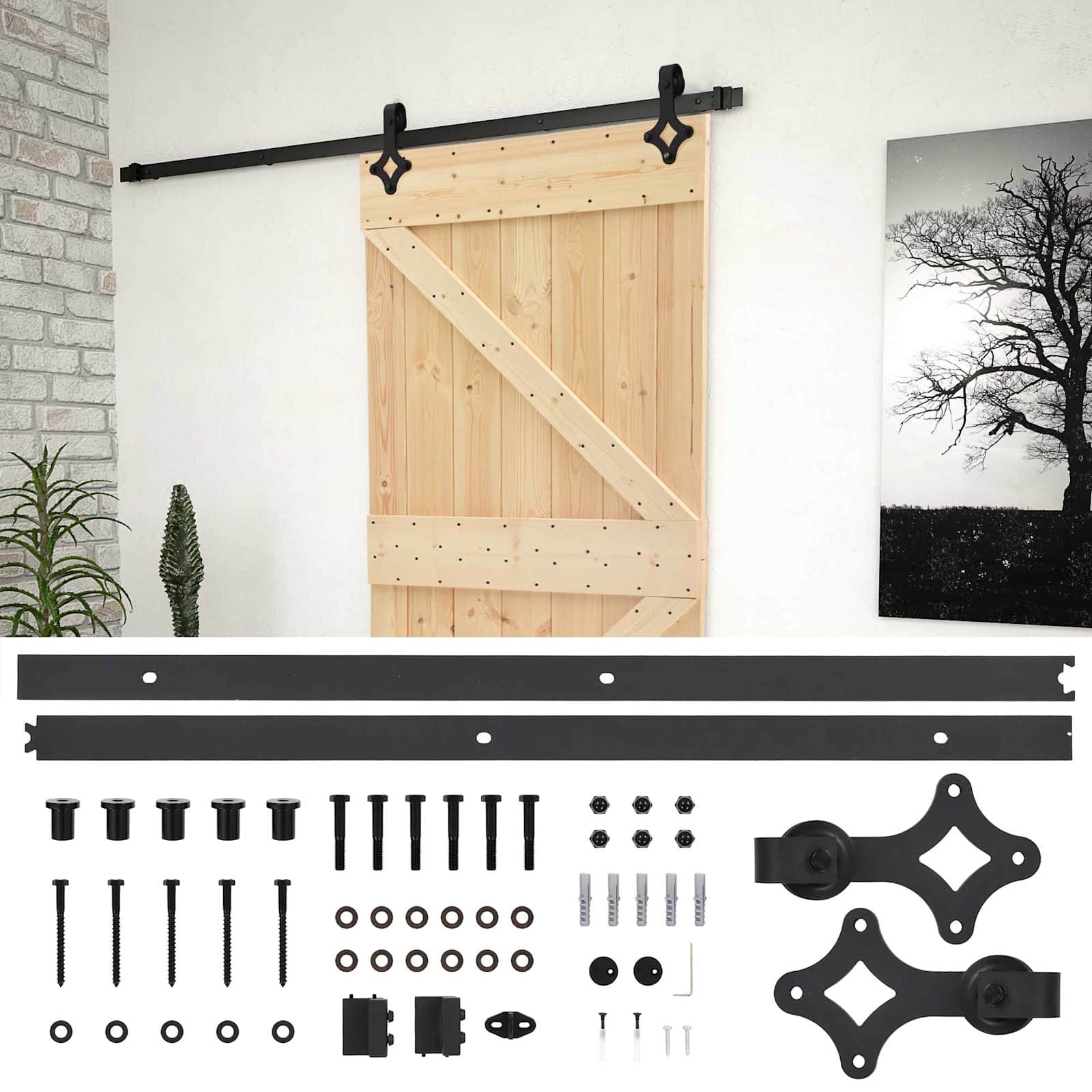 Slankios durys Natūrali ir juoda 80 x 210 cm