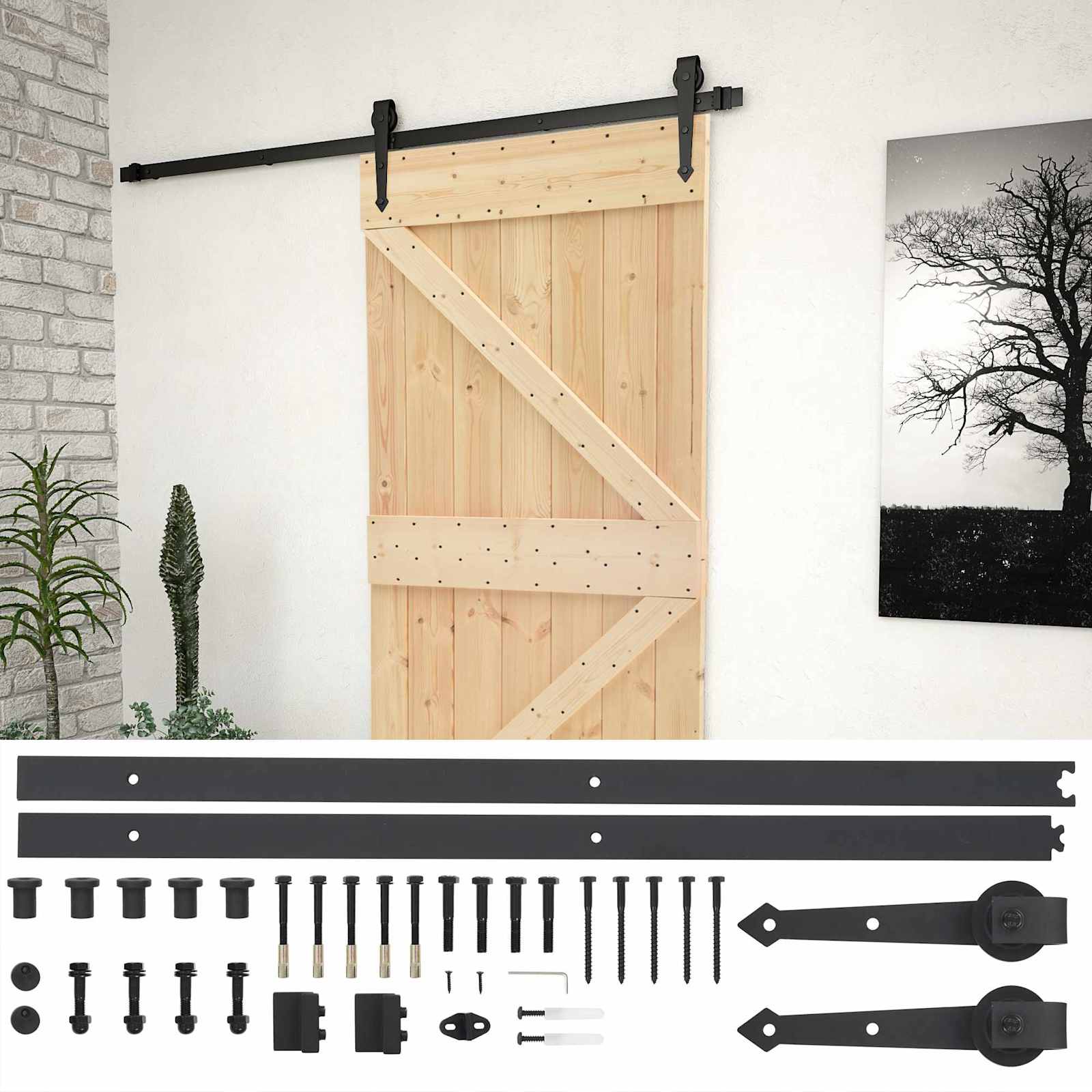 Slankios durys Natūrali ir juoda 90 x 210 cm
