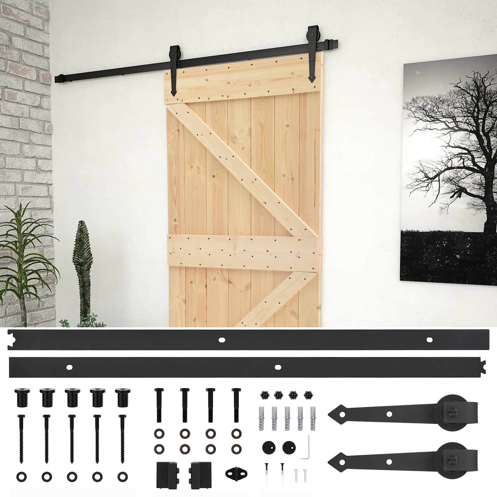 Slankios durys Natūrali ir juoda 100 x 210 cm