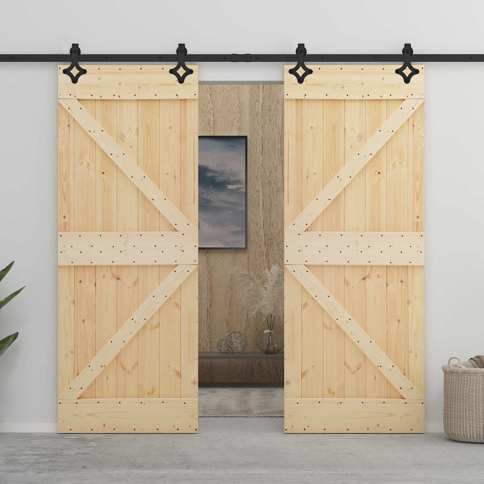 Slankios durys 100 x 210 cm Pušies medienos masyvas