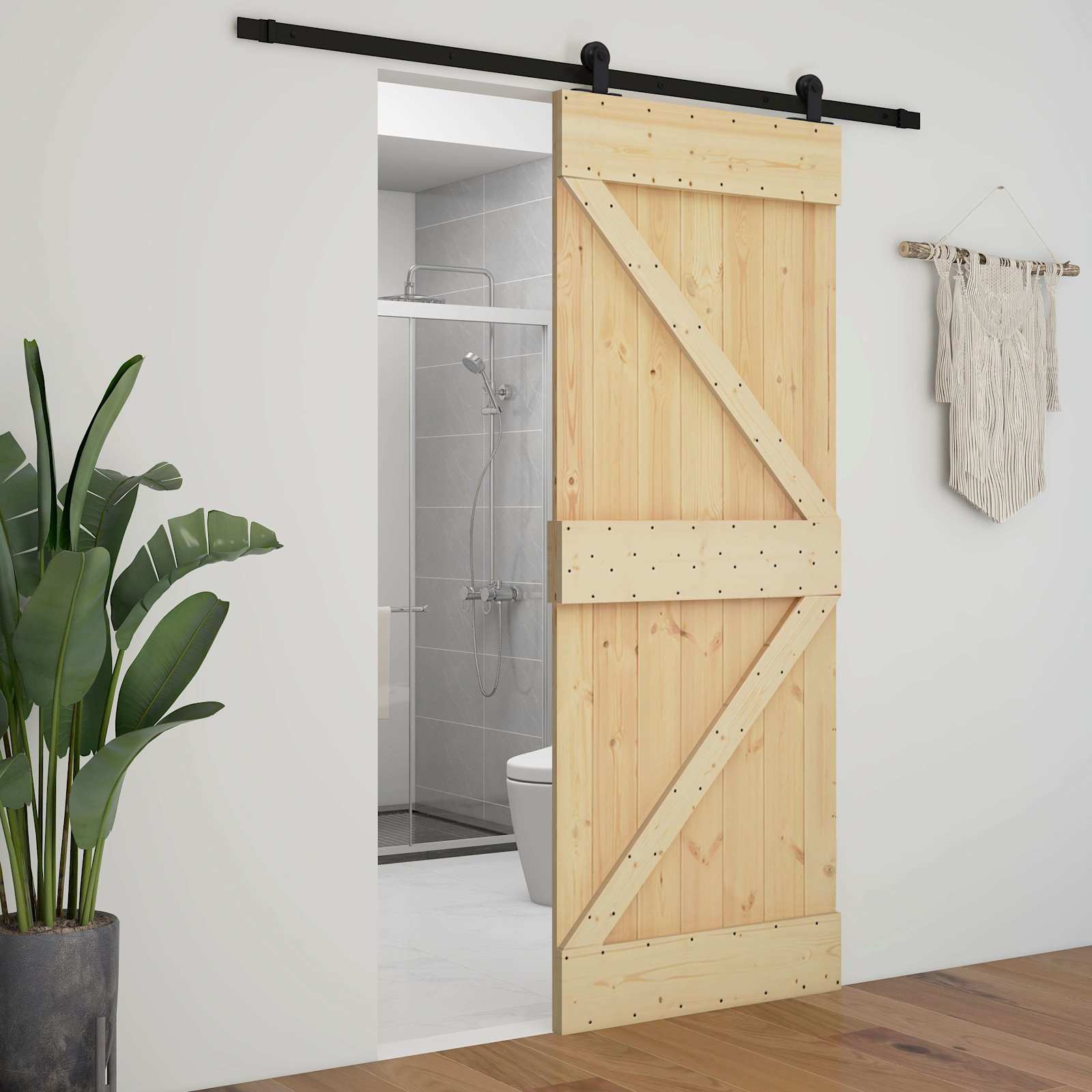 Slankios durys 100 x 210 cm Pušies medienos masyvas