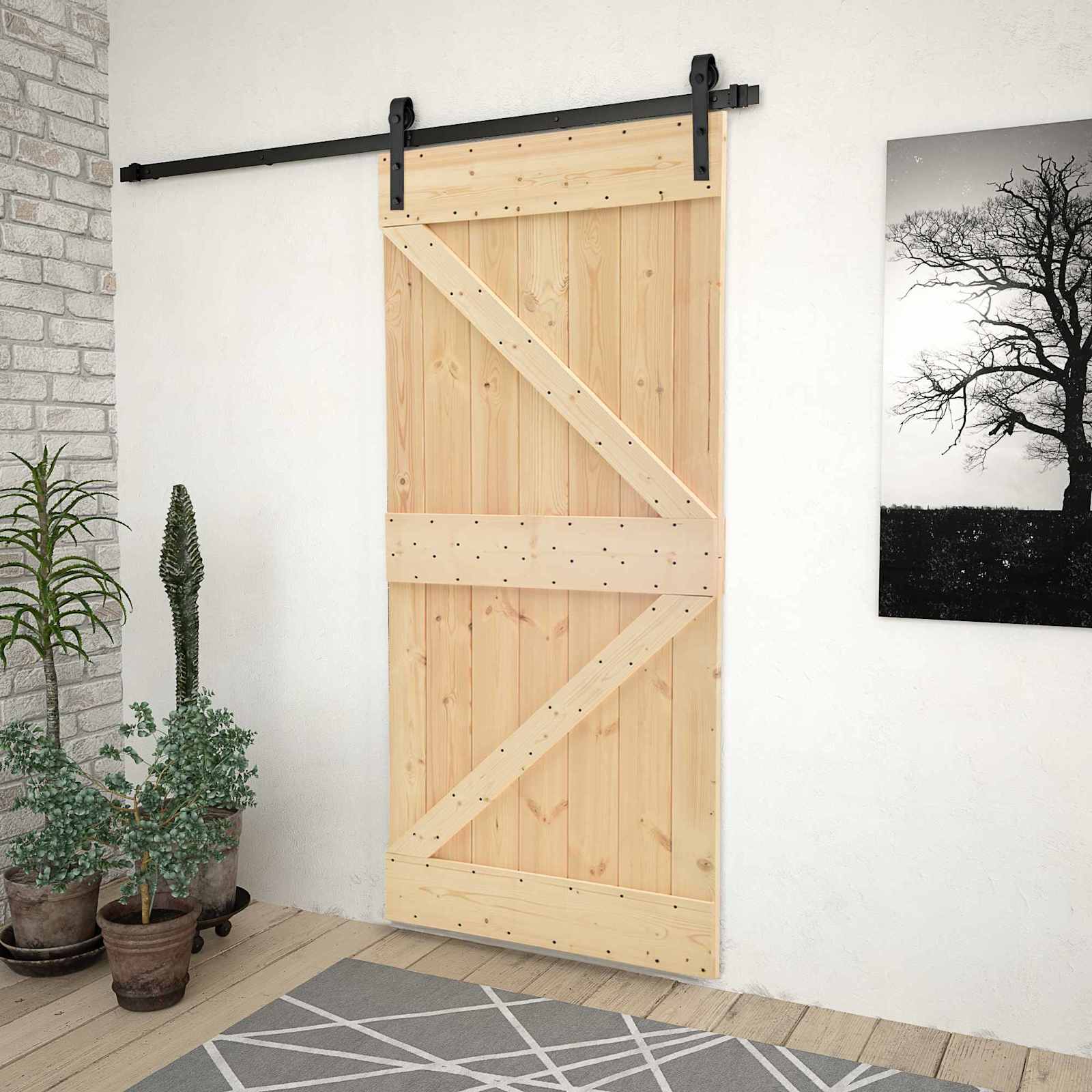 Slankios durys 100 x 210 cm Pušies medienos masyvas