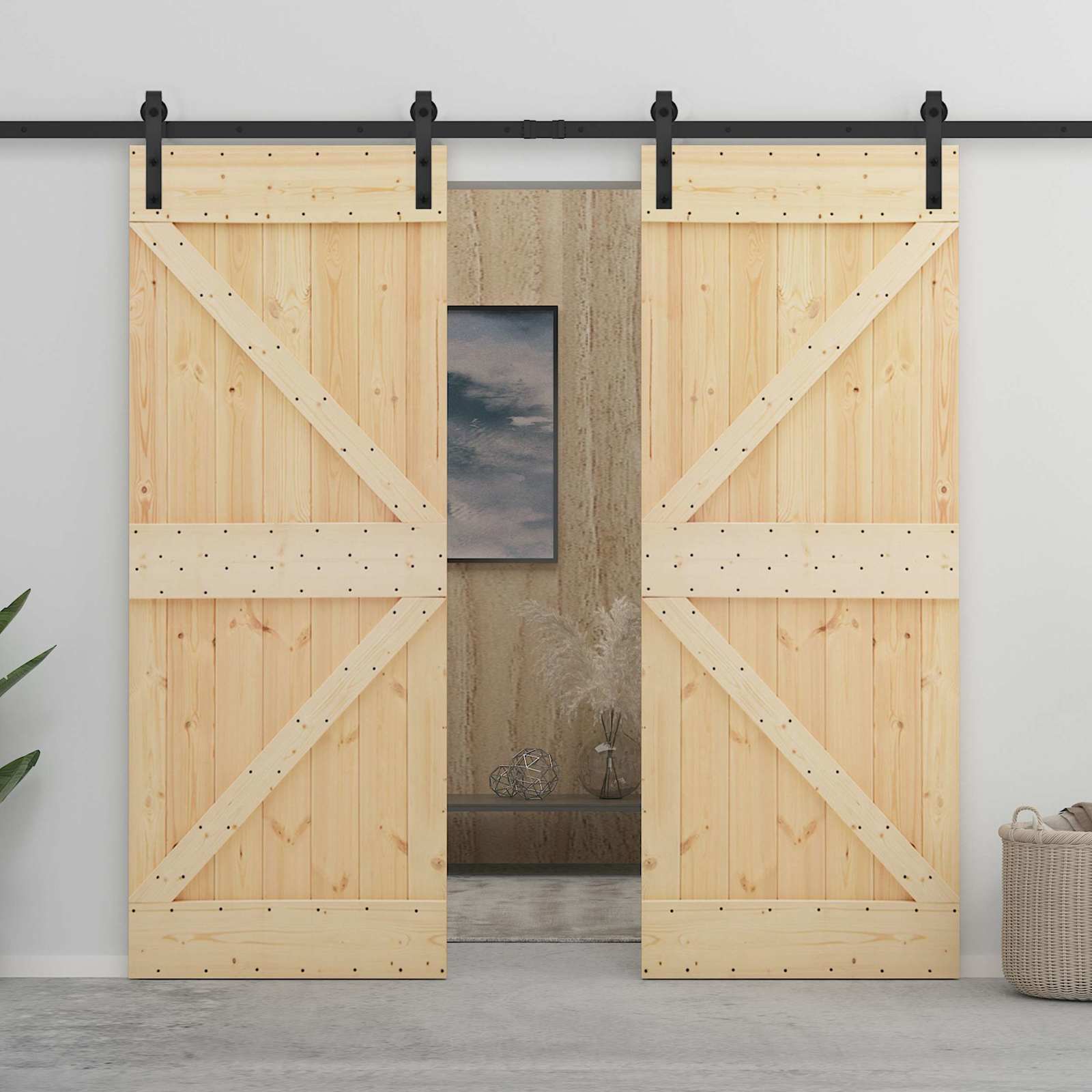 Slankios durys 100 x 210 cm Pušies medienos masyvas