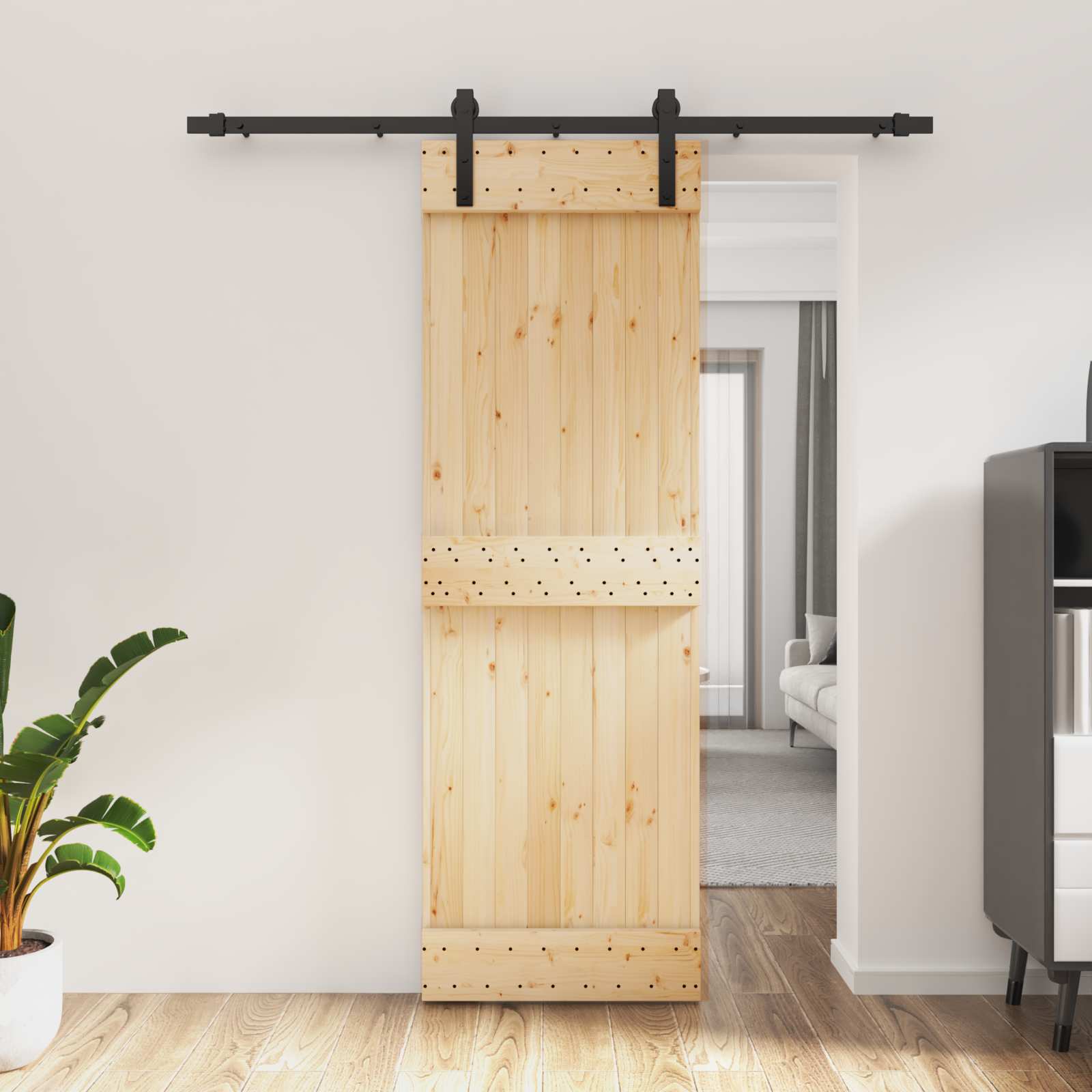 Slankios durys Natūrali ir juoda 70 x 210 cm