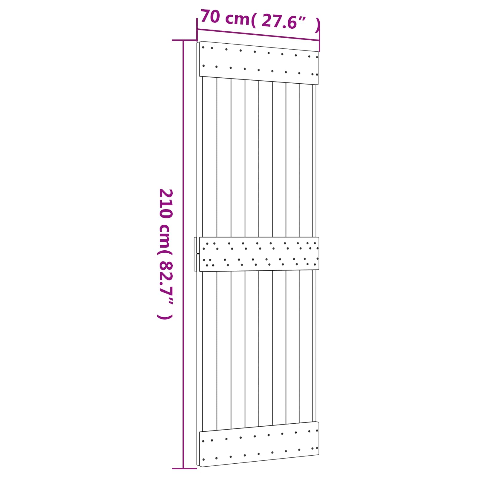 Slankios durys Natūrali ir juoda 70 x 210 cm