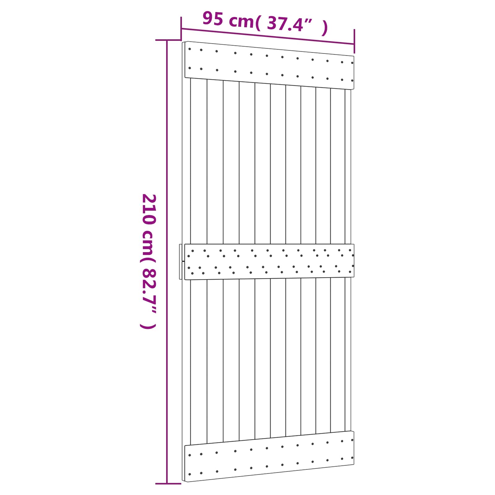 Slankios durys Natūrali ir juoda 95 x 210 cm
