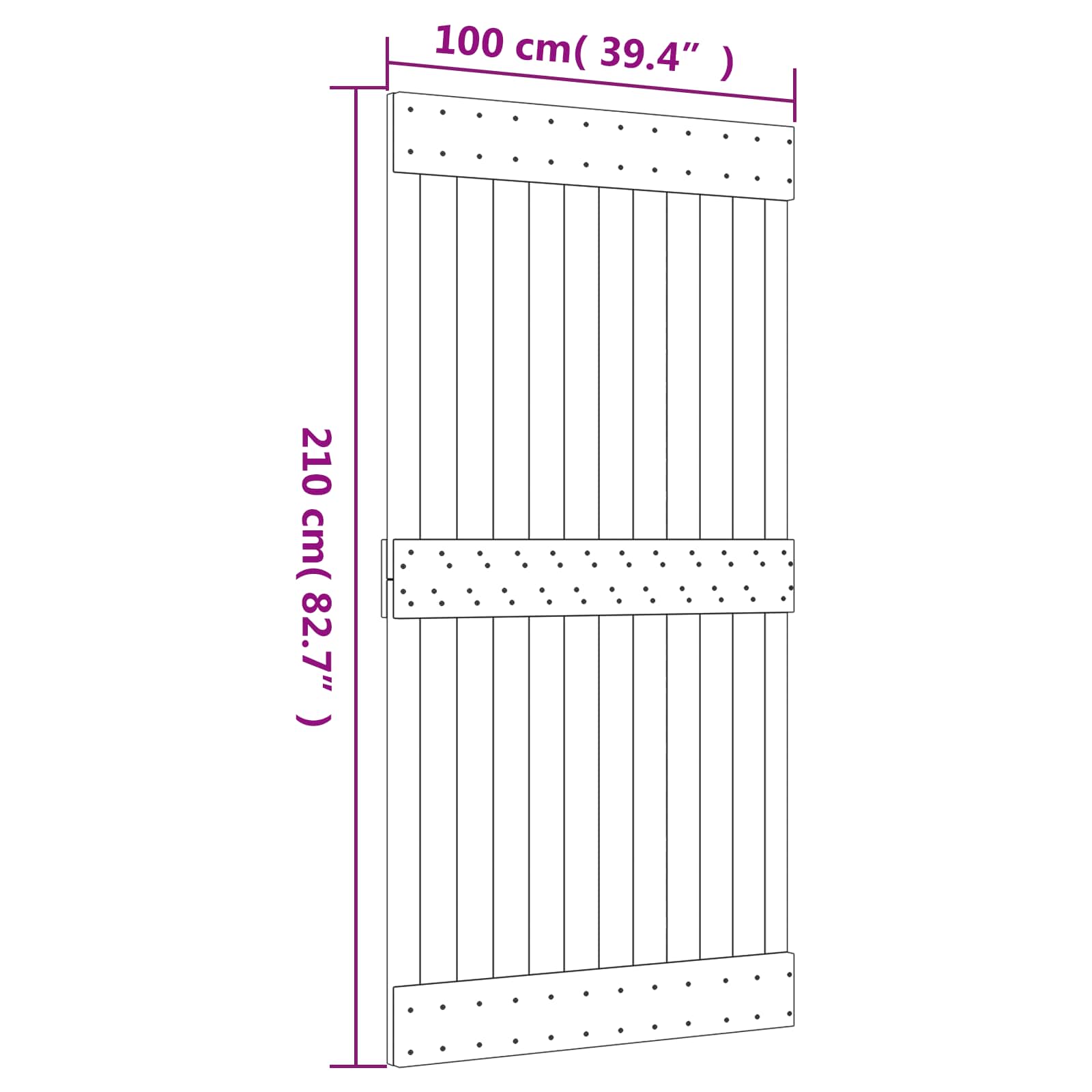 Slankios durys Natūrali ir juoda 100 x 210 cm