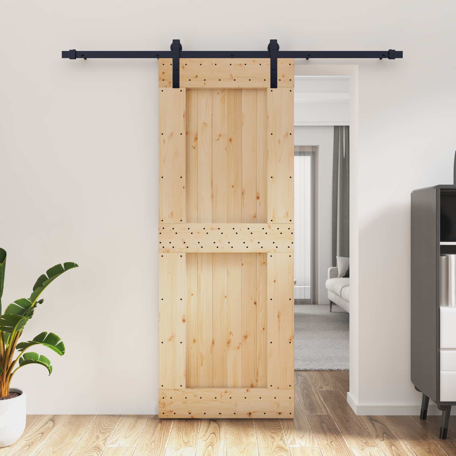 Slankios durys Natūrali ir juoda 80 x 210 cm