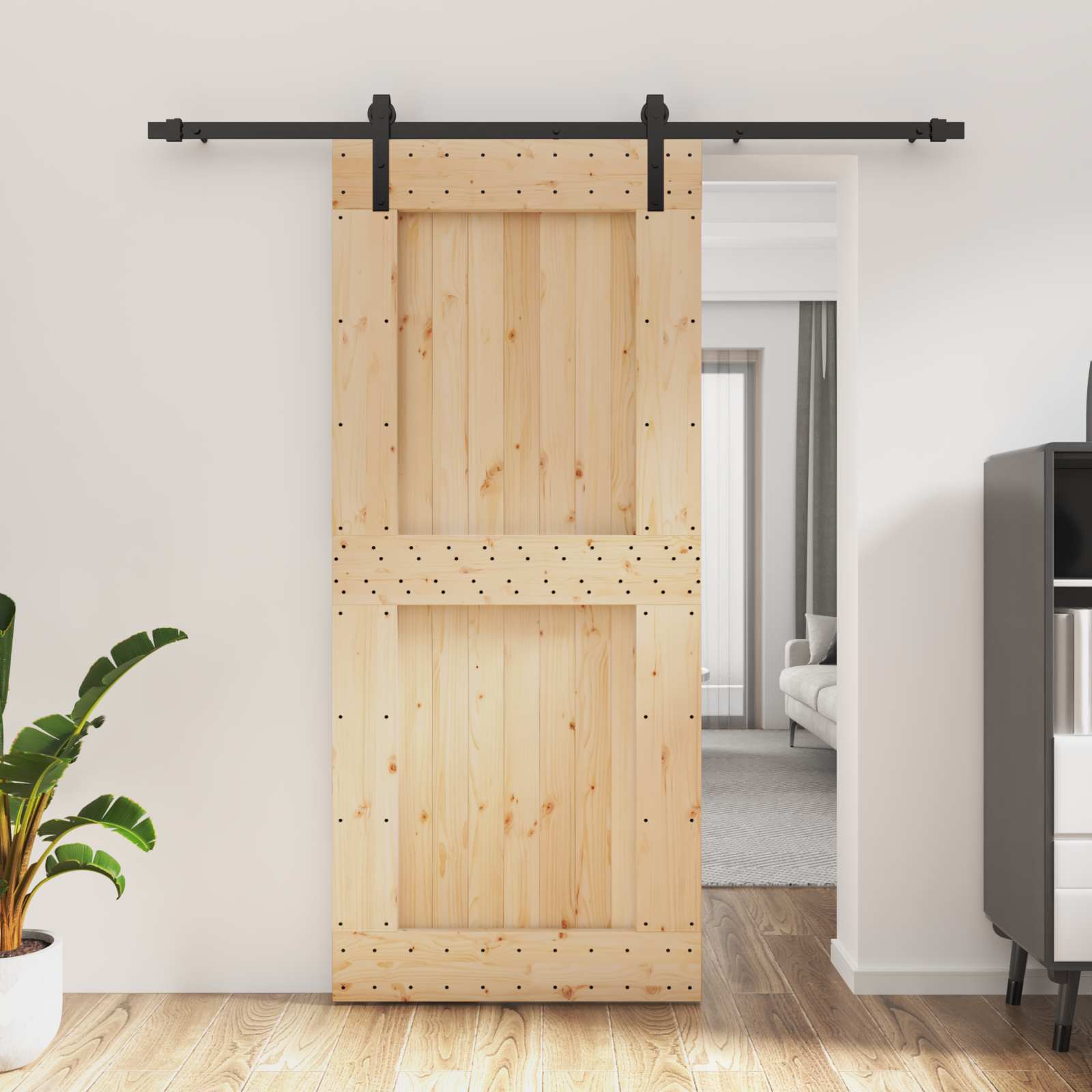 Slankios durys Natūrali ir juoda 90 x 210 cm
