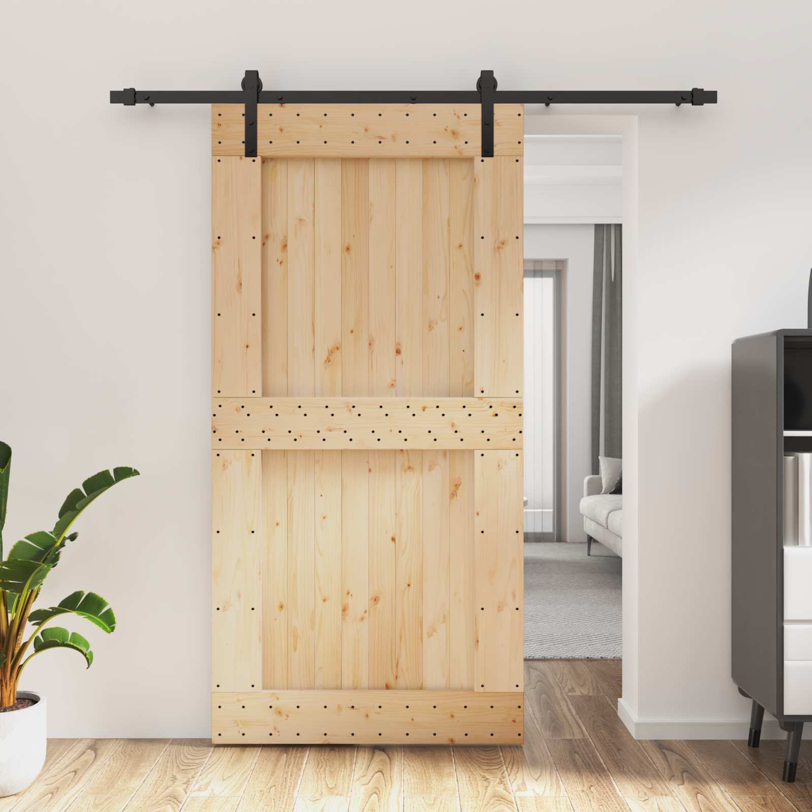 Slankios durys Natūrali ir juoda 100 x 210 cm