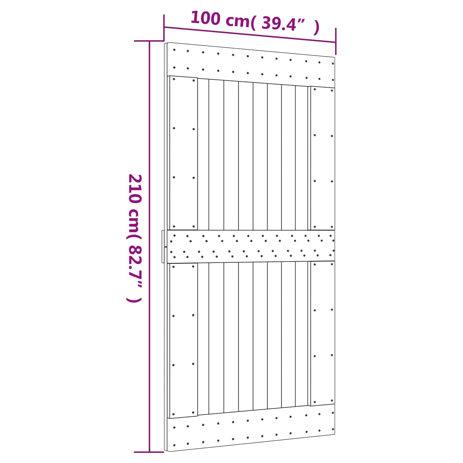 Slankios durys Natūrali ir juoda 100 x 210 cm