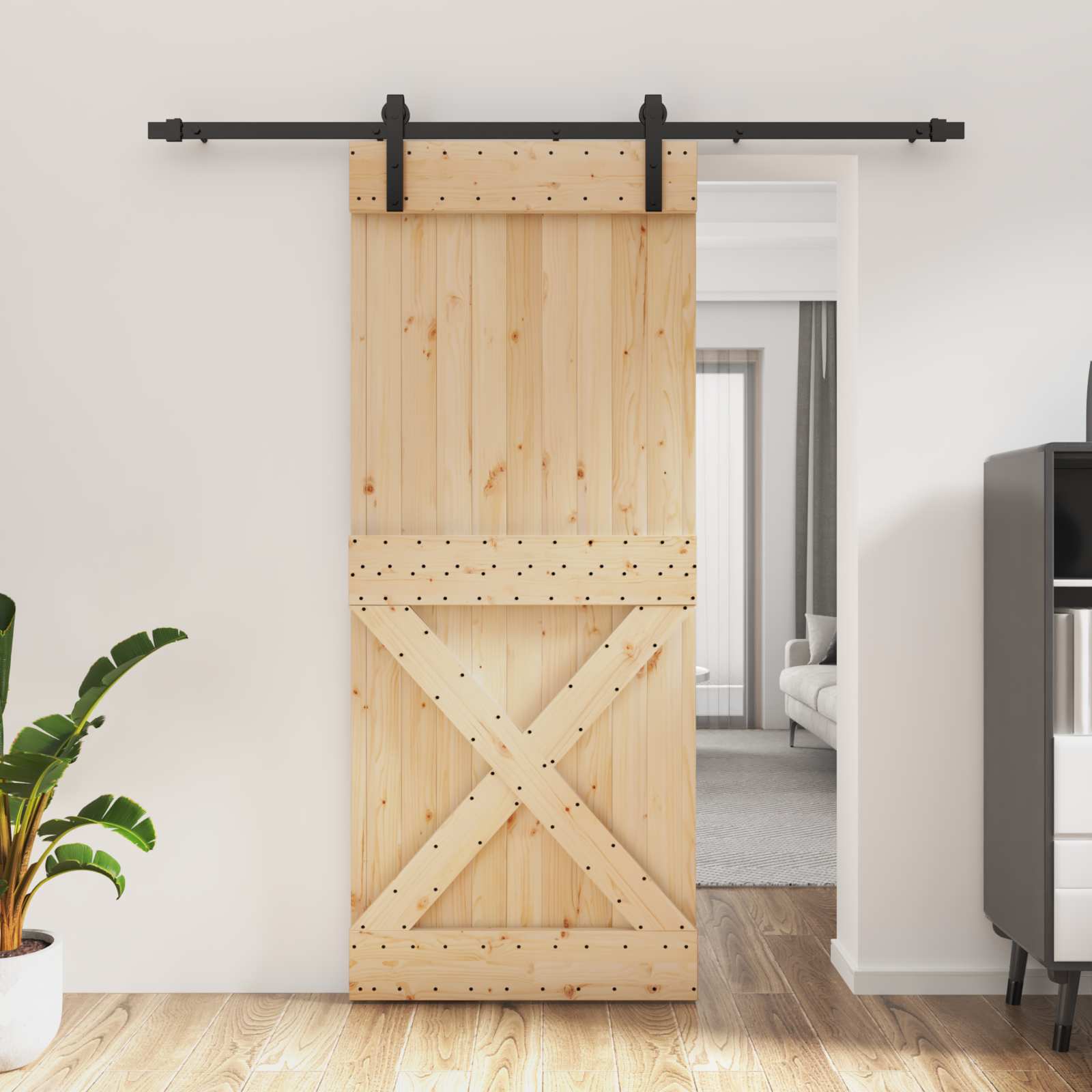 Slankios durys Natūrali ir juoda 85 x 210 cm