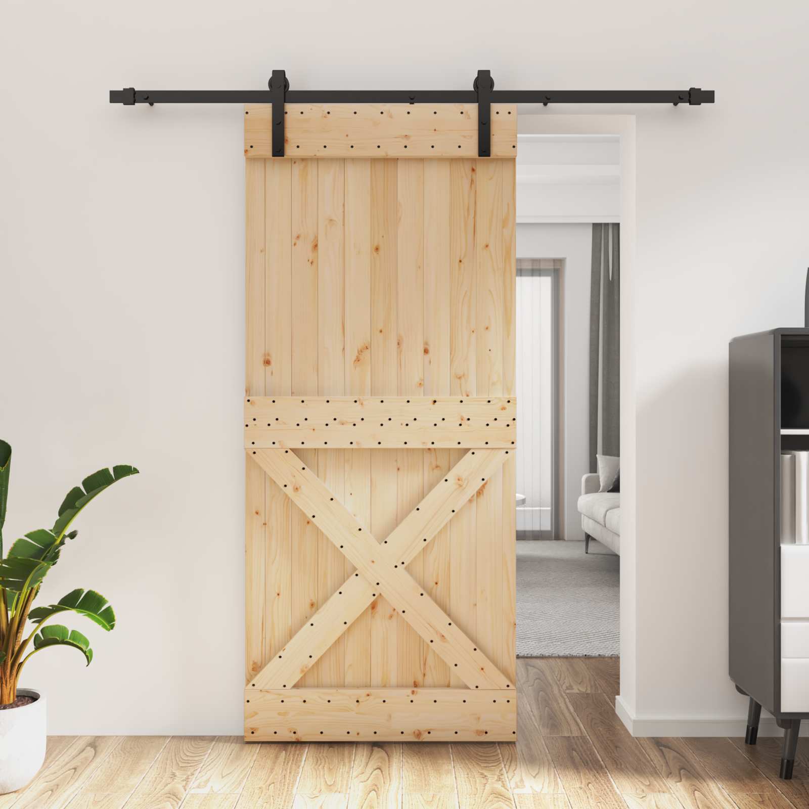 Slankios durys Natūrali ir juoda 90 x 210 cm