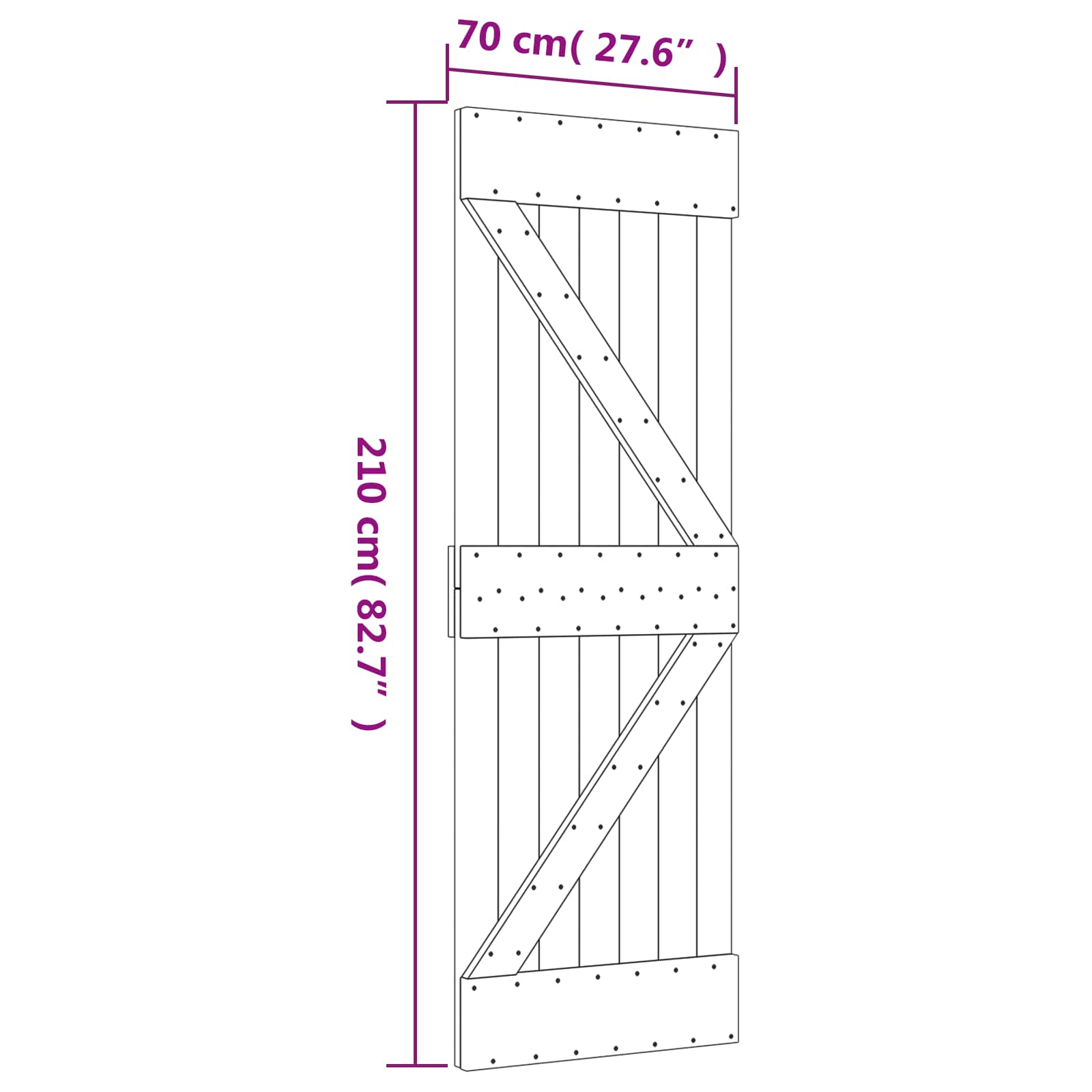 Slankios durys Natūrali ir juoda 70 x 210 cm