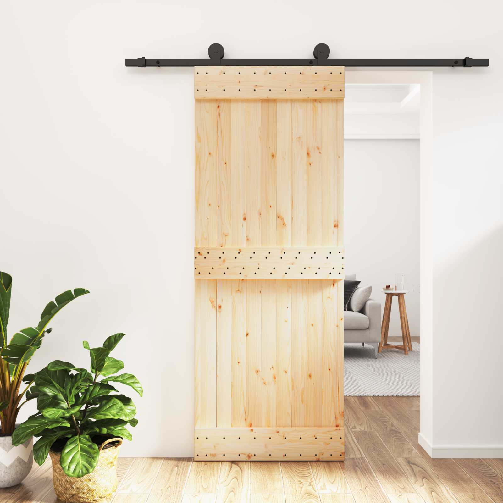 Slankios durys Natūrali ir juoda 80 x 210 cm