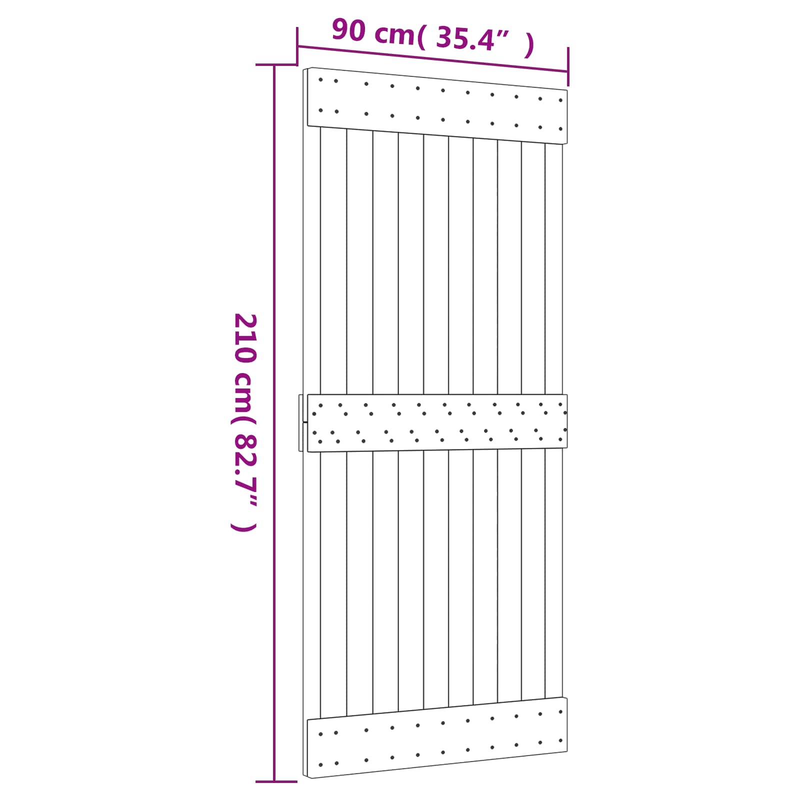 Slankios durys Natūrali ir juoda 90 x 210 cm